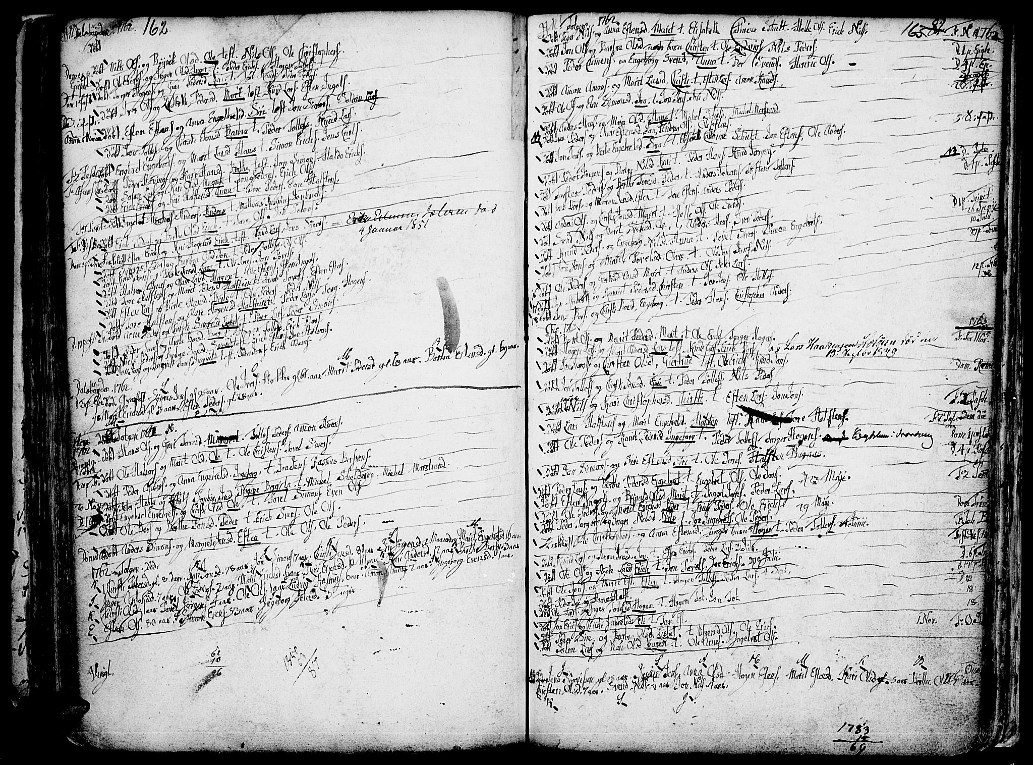 Tolga prestekontor, AV/SAH-PREST-062/K/L0001: Parish register (official) no. 1, 1733-1767, p. 162-163