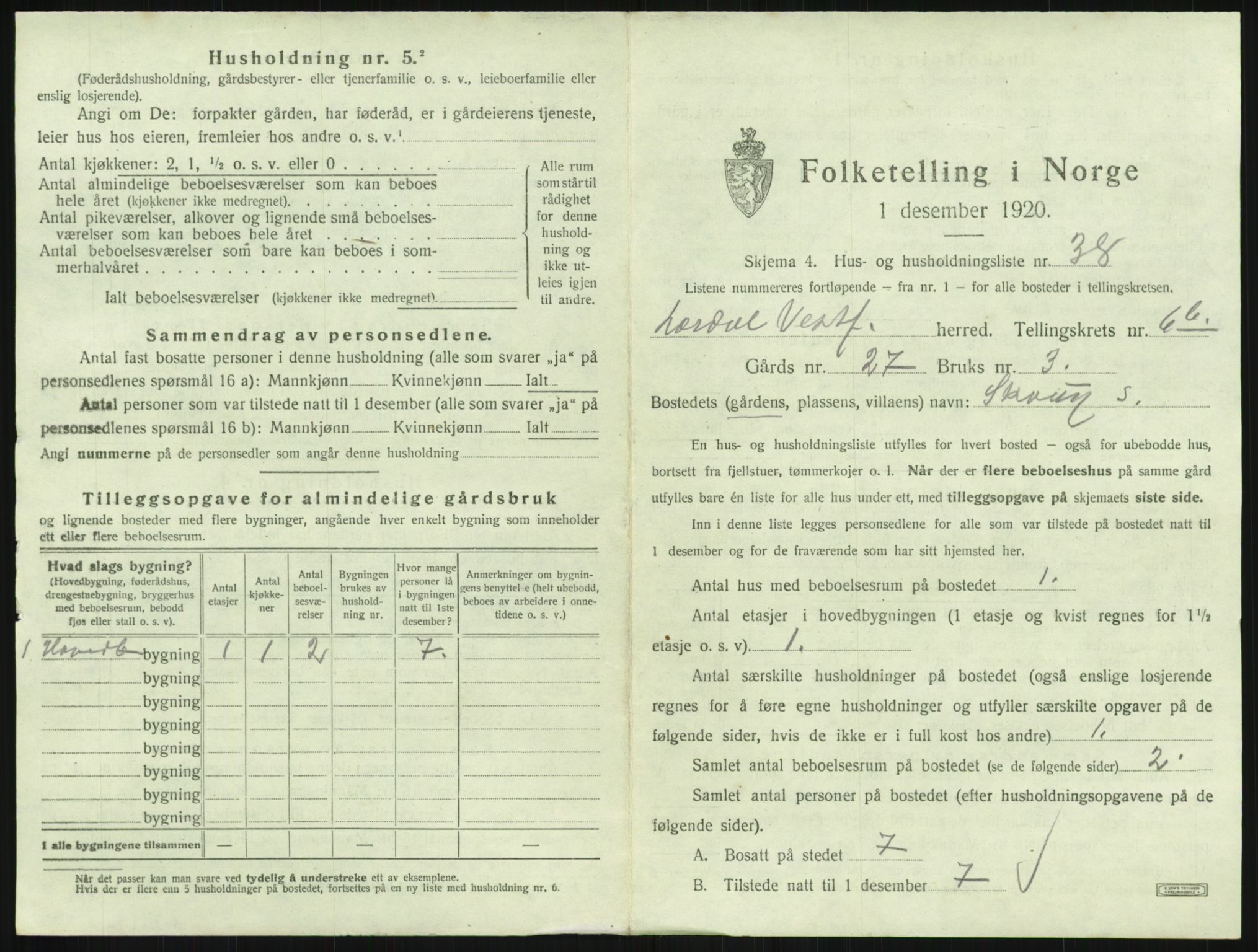 SAKO, 1920 census for Lardal, 1920, p. 995