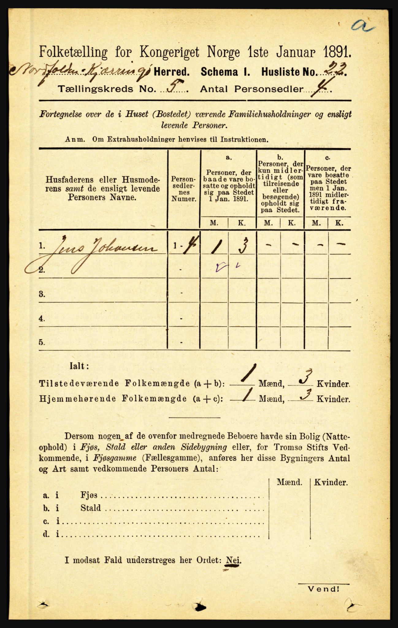 RA, 1891 census for 1846 Nordfold-Kjerringøy, 1891, p. 1148