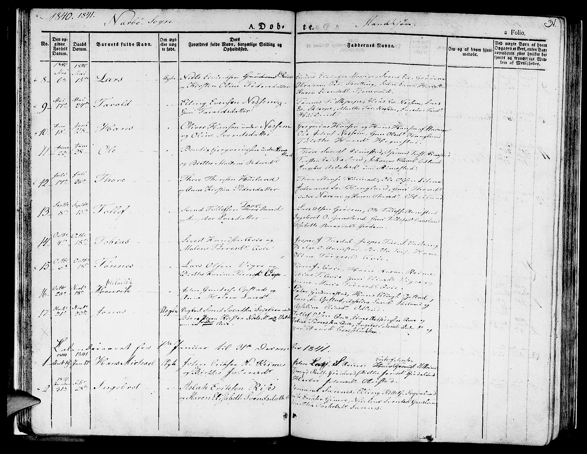 Hå sokneprestkontor, SAST/A-101801/001/30BA/L0004: Parish register (official) no. A 4.1 /1, 1826-1841, p. 31