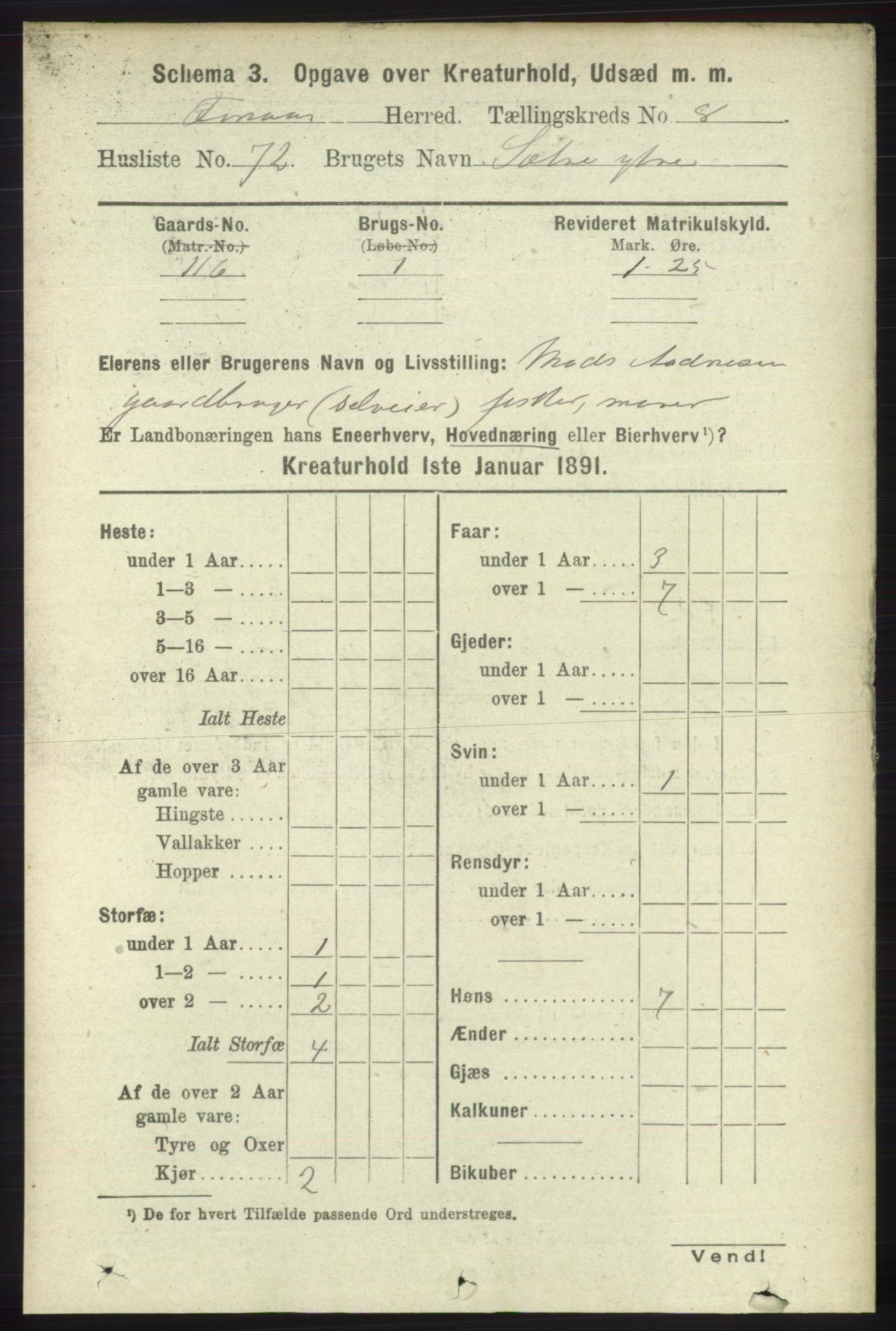 RA, 1891 census for 1218 Finnås, 1891, p. 7022