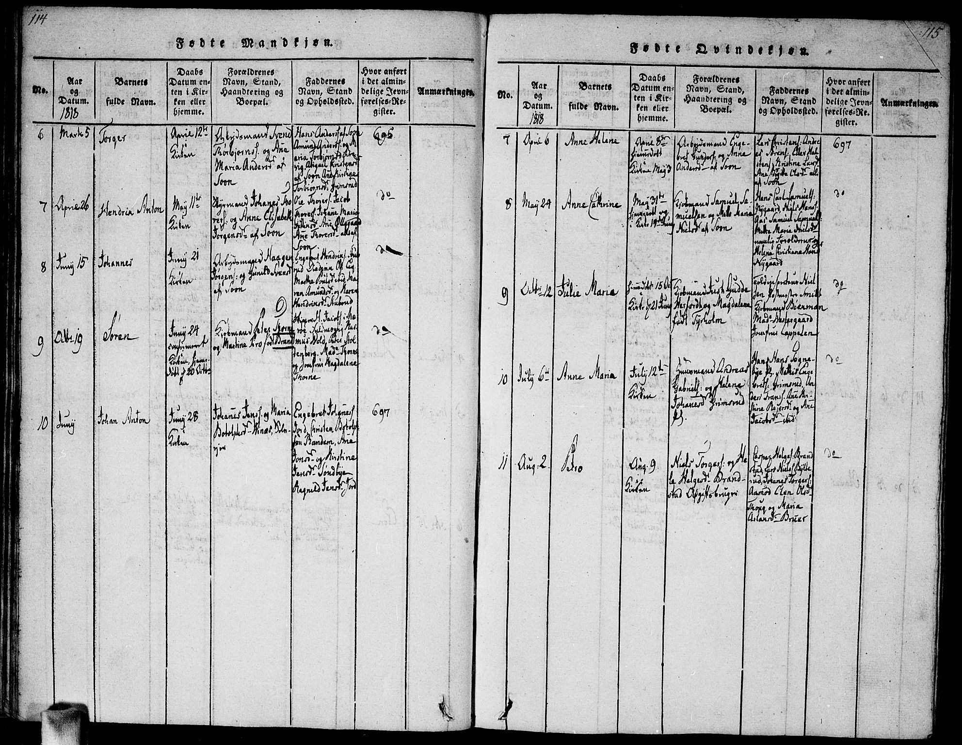 Vestby prestekontor Kirkebøker, SAO/A-10893/G/Ga/L0001: Parish register (copy) no. I 1, 1814-1827, p. 114-115