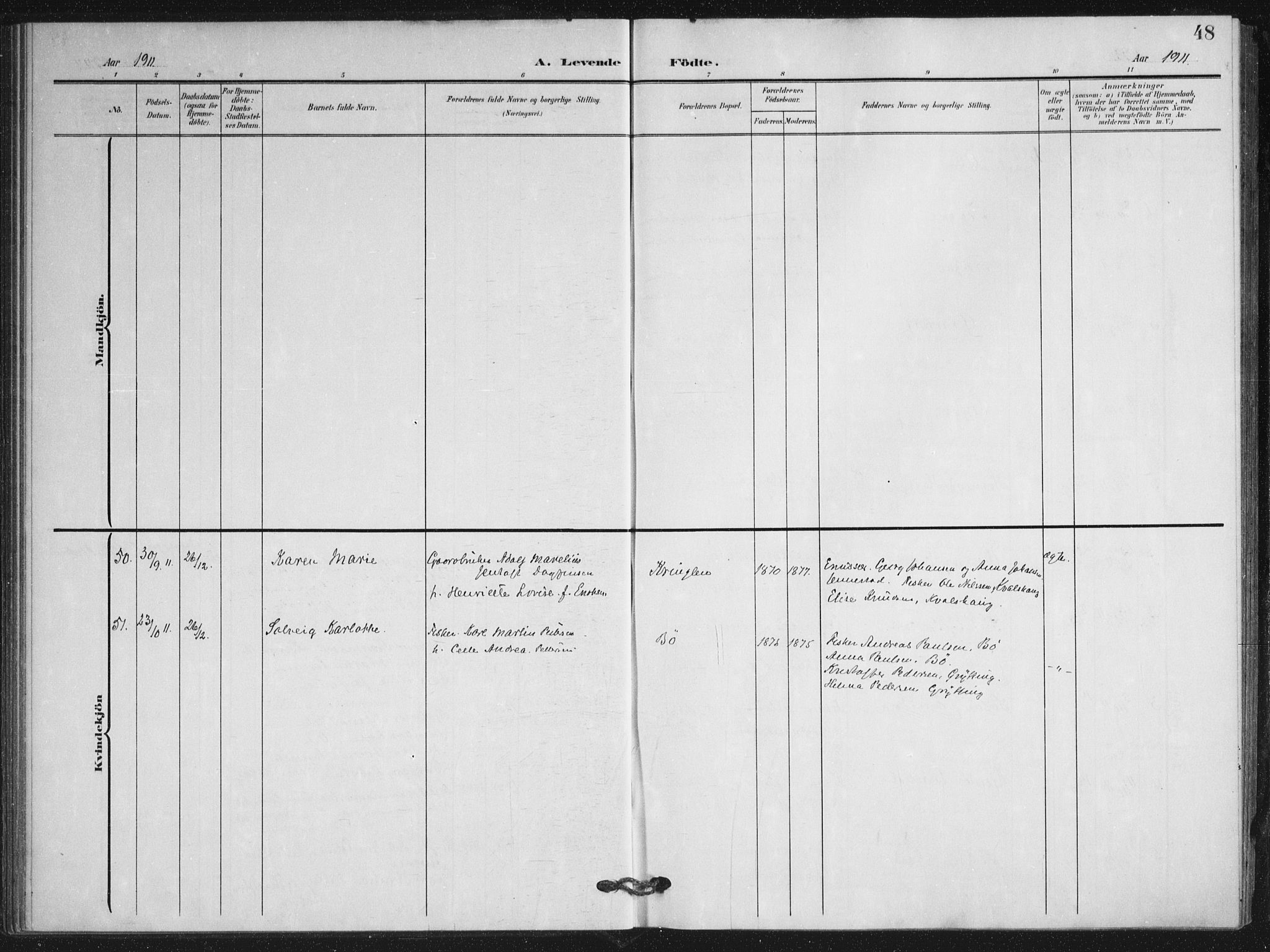 Ministerialprotokoller, klokkerbøker og fødselsregistre - Nordland, AV/SAT-A-1459/895/L1373: Parish register (official) no. 895A08, 1905-1915, p. 48