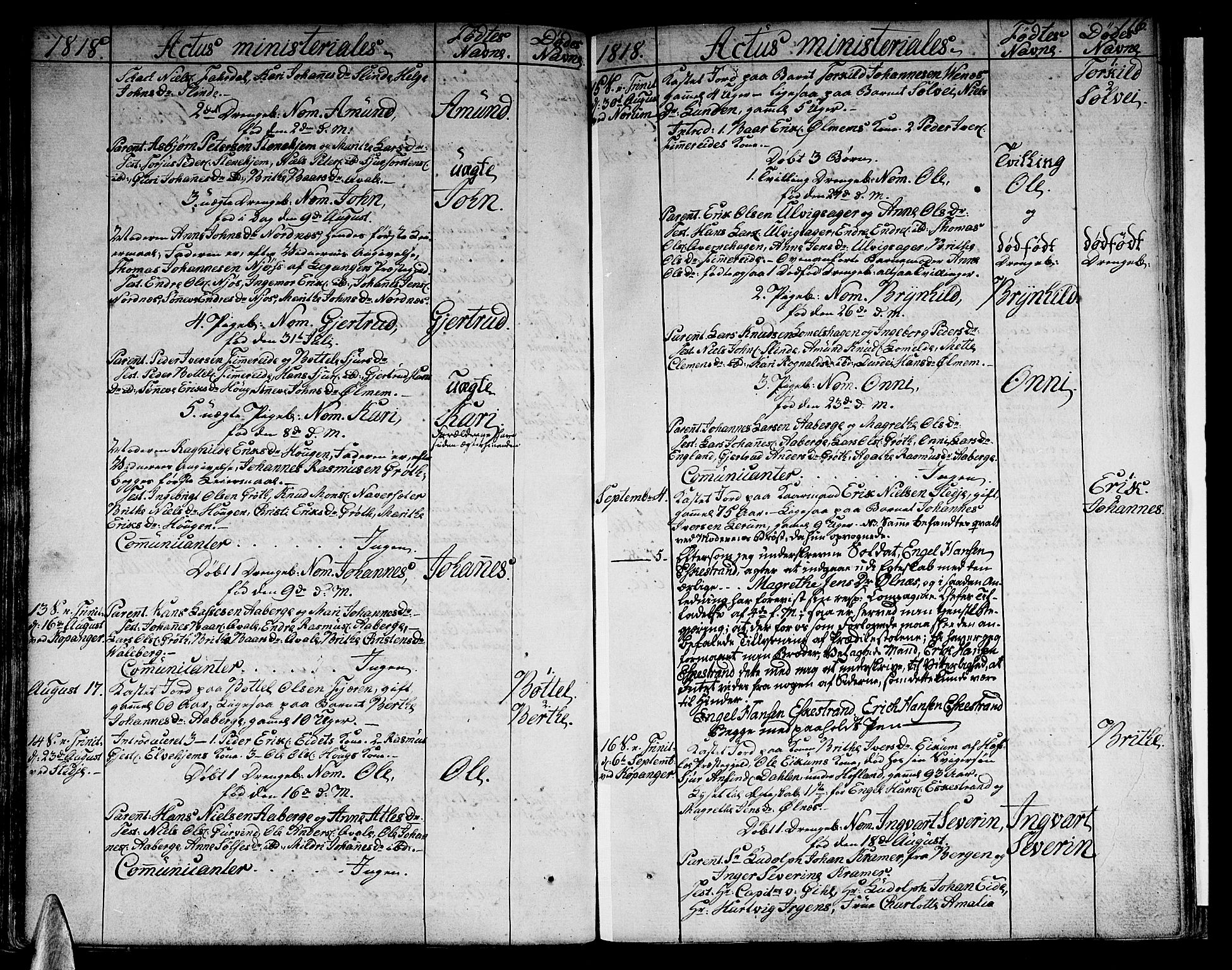 Sogndal sokneprestembete, AV/SAB-A-81301/H/Haa/Haaa/L0009: Parish register (official) no. A 9, 1809-1821, p. 116