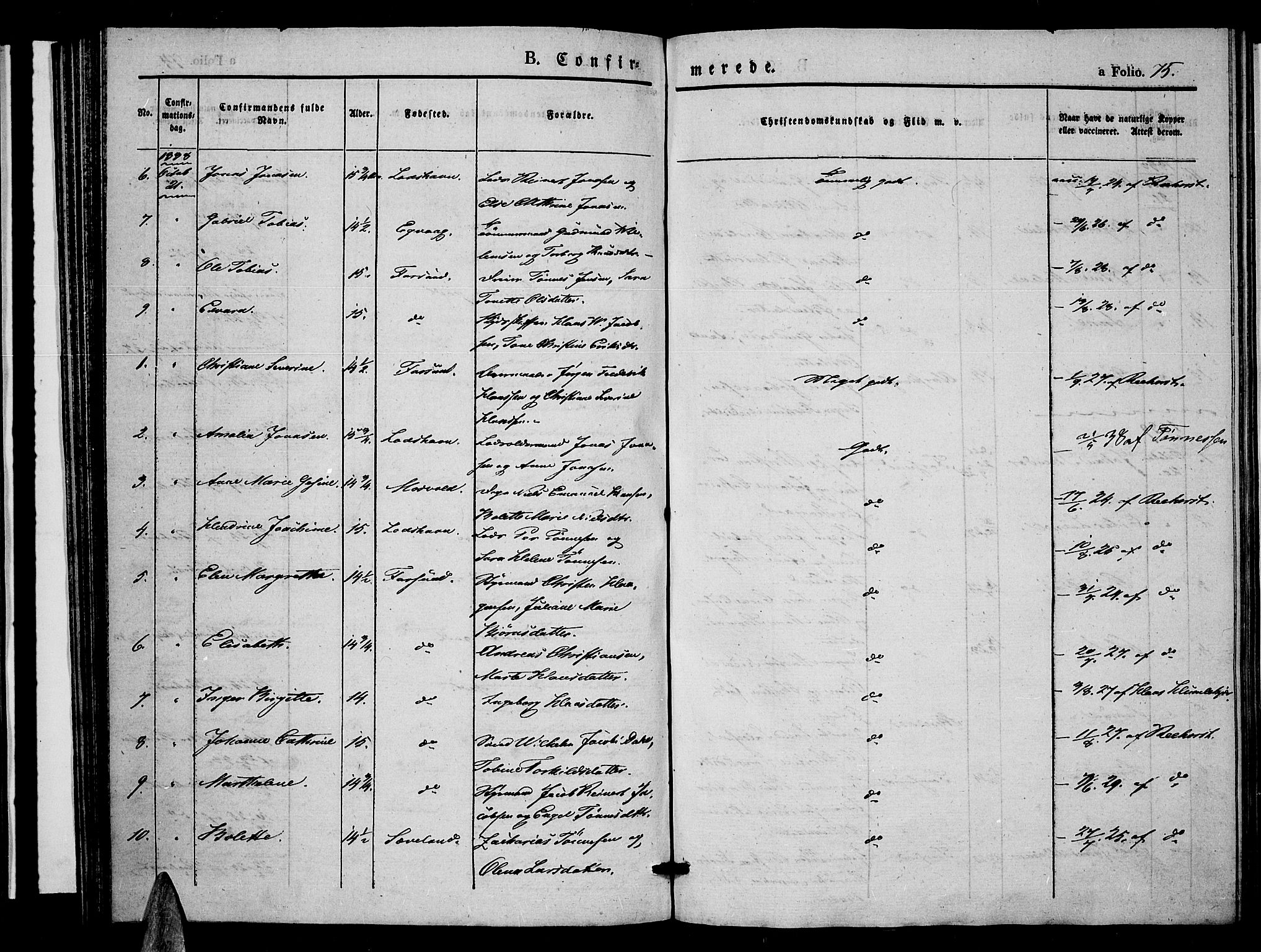 Farsund sokneprestkontor, AV/SAK-1111-0009/F/Fa/L0003: Parish register (official) no. A 3, 1836-1846, p. 75