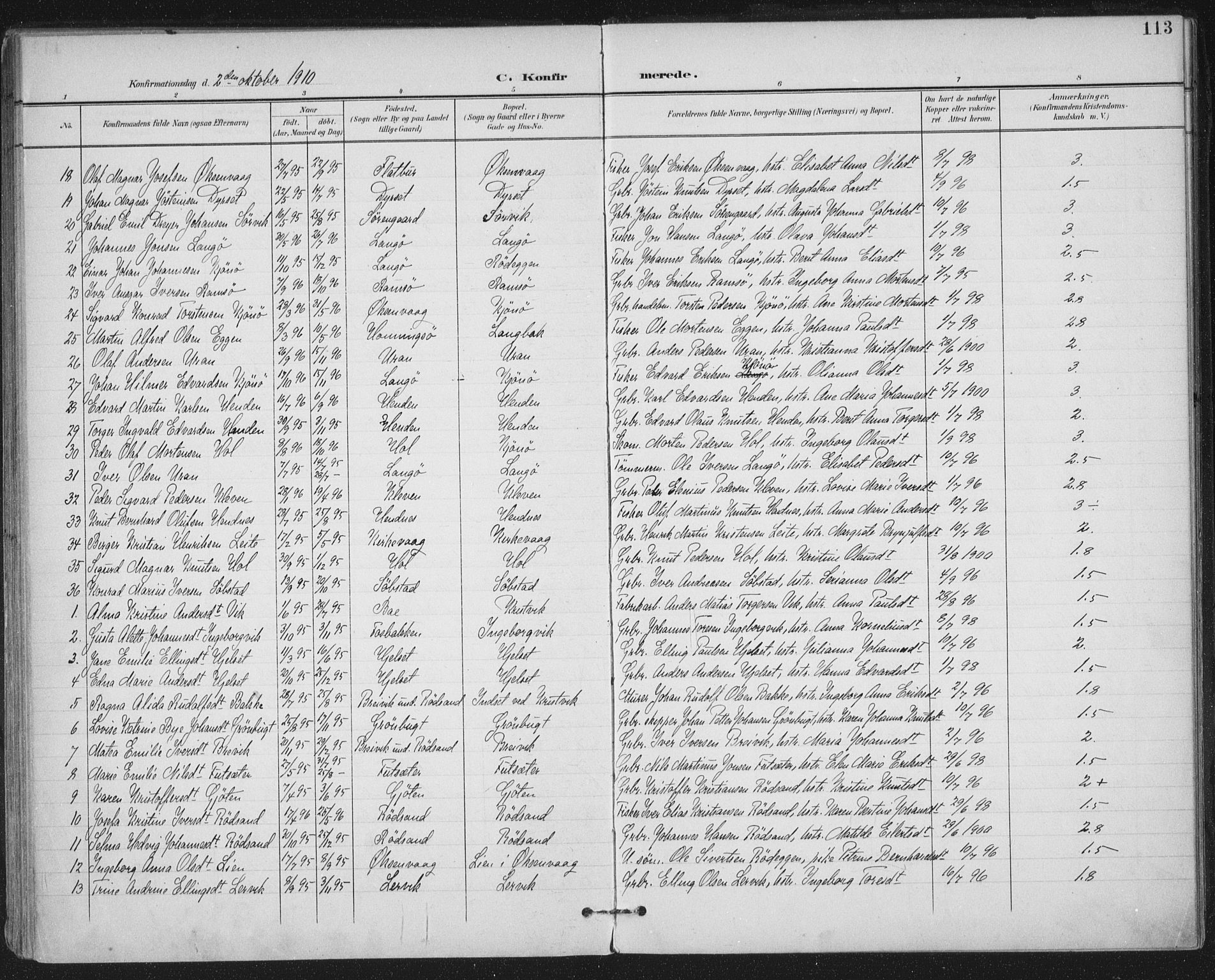 Ministerialprotokoller, klokkerbøker og fødselsregistre - Møre og Romsdal, SAT/A-1454/569/L0820: Parish register (official) no. 569A06, 1900-1911, p. 113