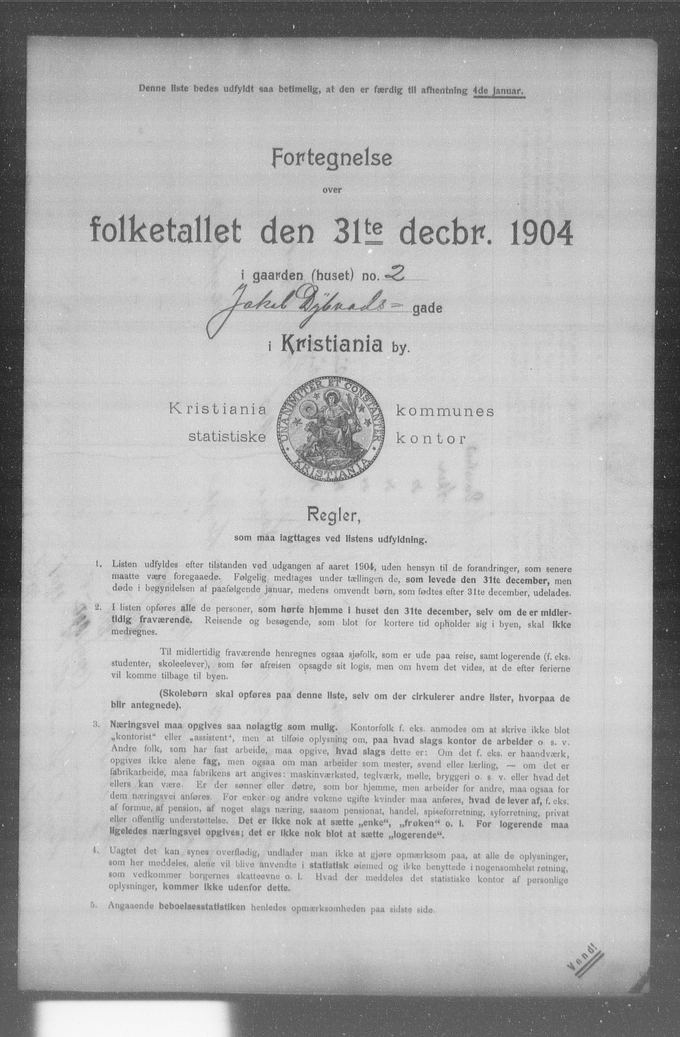 OBA, Municipal Census 1904 for Kristiania, 1904, p. 3572