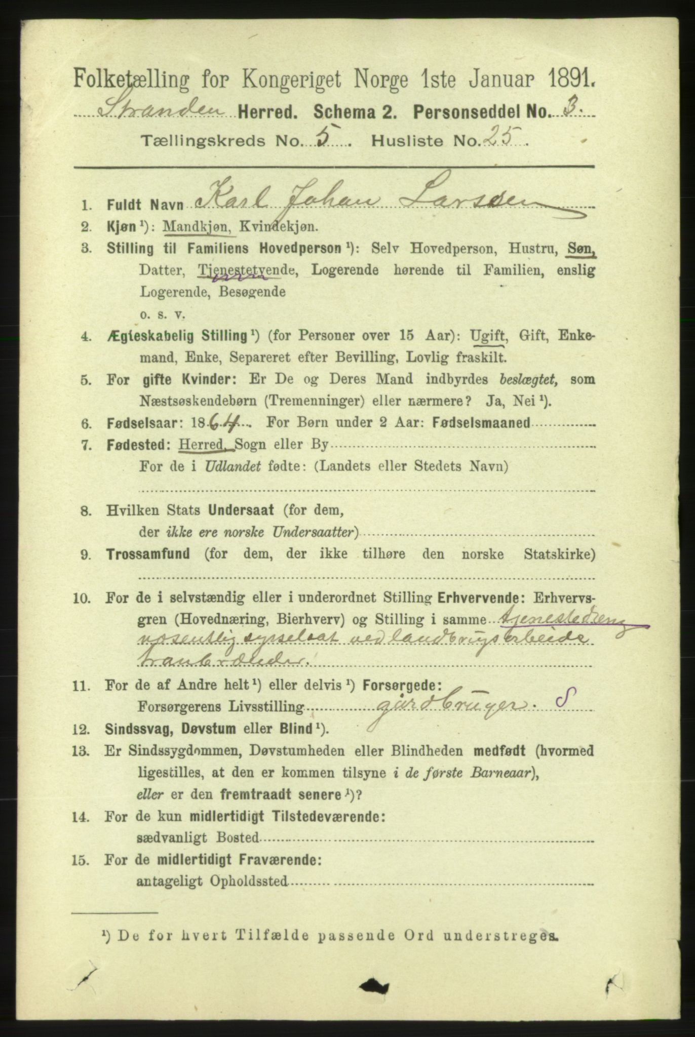 RA, 1891 census for 1525 Stranda, 1891, p. 1136