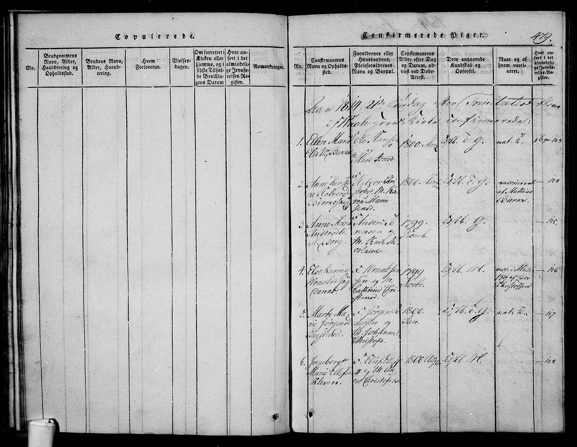 Våle kirkebøker, AV/SAKO-A-334/F/Fa/L0007: Parish register (official) no. I 7, 1814-1824, p. 478-479