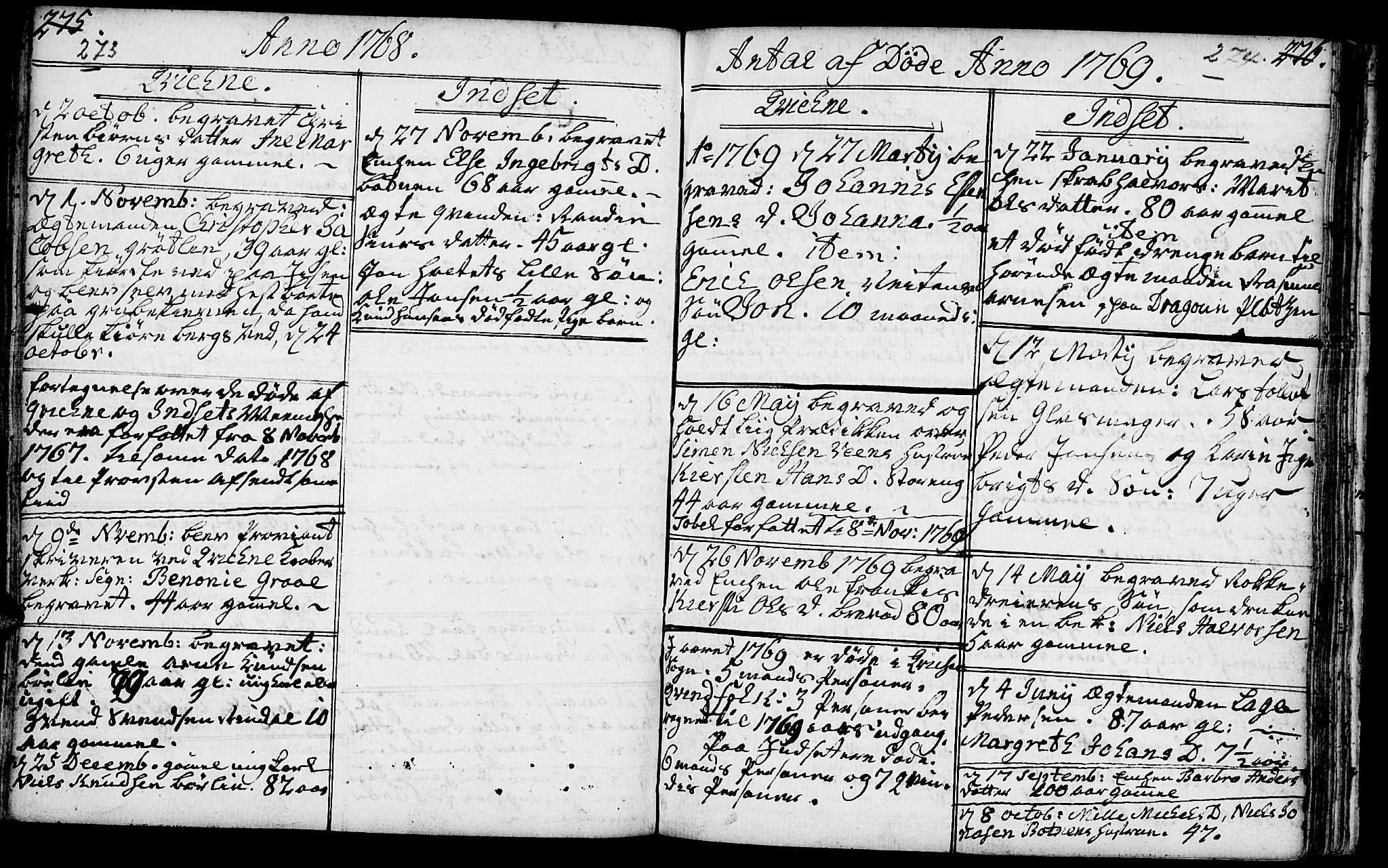 Kvikne prestekontor, SAH/PREST-064/H/Ha/Haa/L0002: Parish register (official) no. 2, 1764-1784, p. 273-274