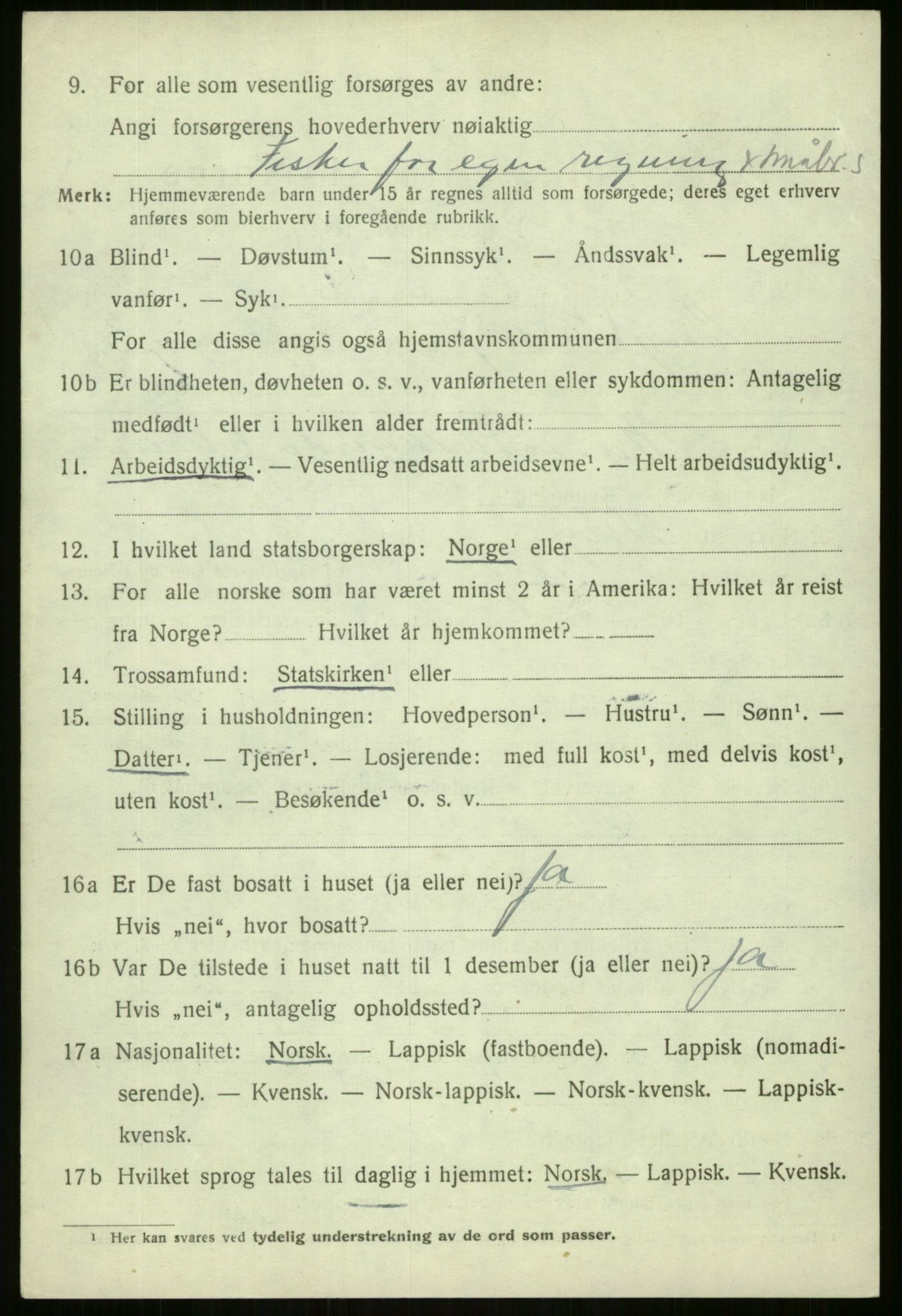 SATØ, 1920 census for Berg, 1920, p. 1241