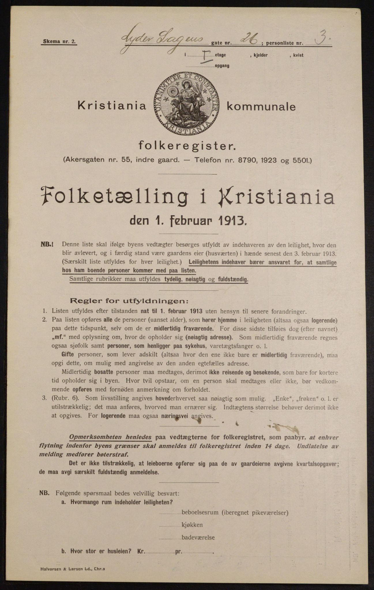 OBA, Municipal Census 1913 for Kristiania, 1913, p. 58338