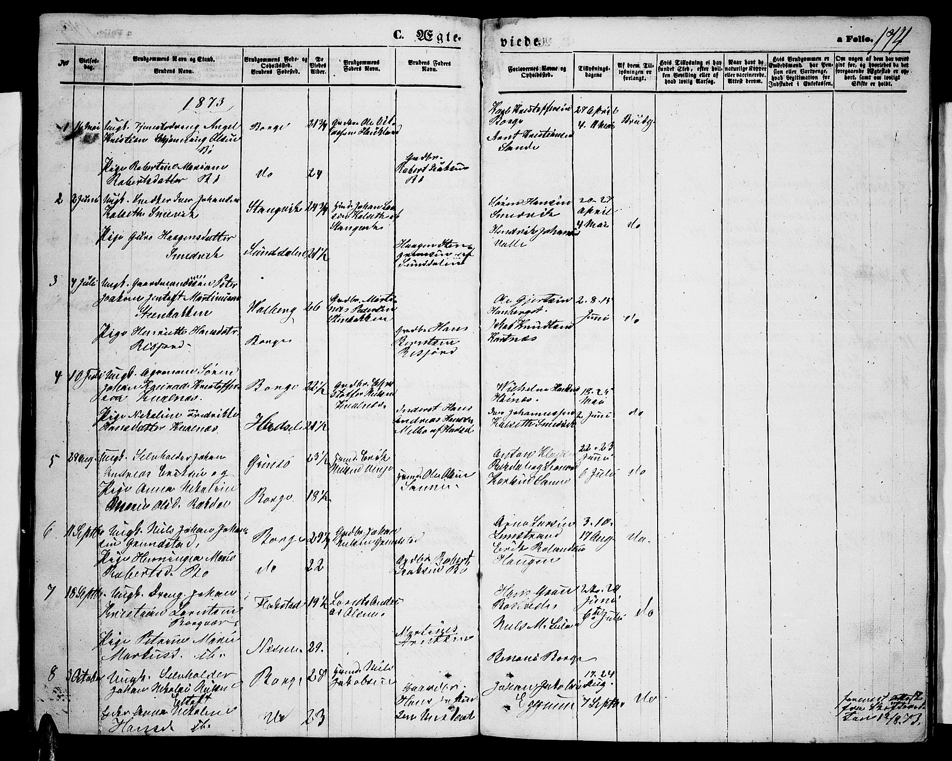 Ministerialprotokoller, klokkerbøker og fødselsregistre - Nordland, SAT/A-1459/880/L1140: Parish register (copy) no. 880C02, 1861-1875, p. 174