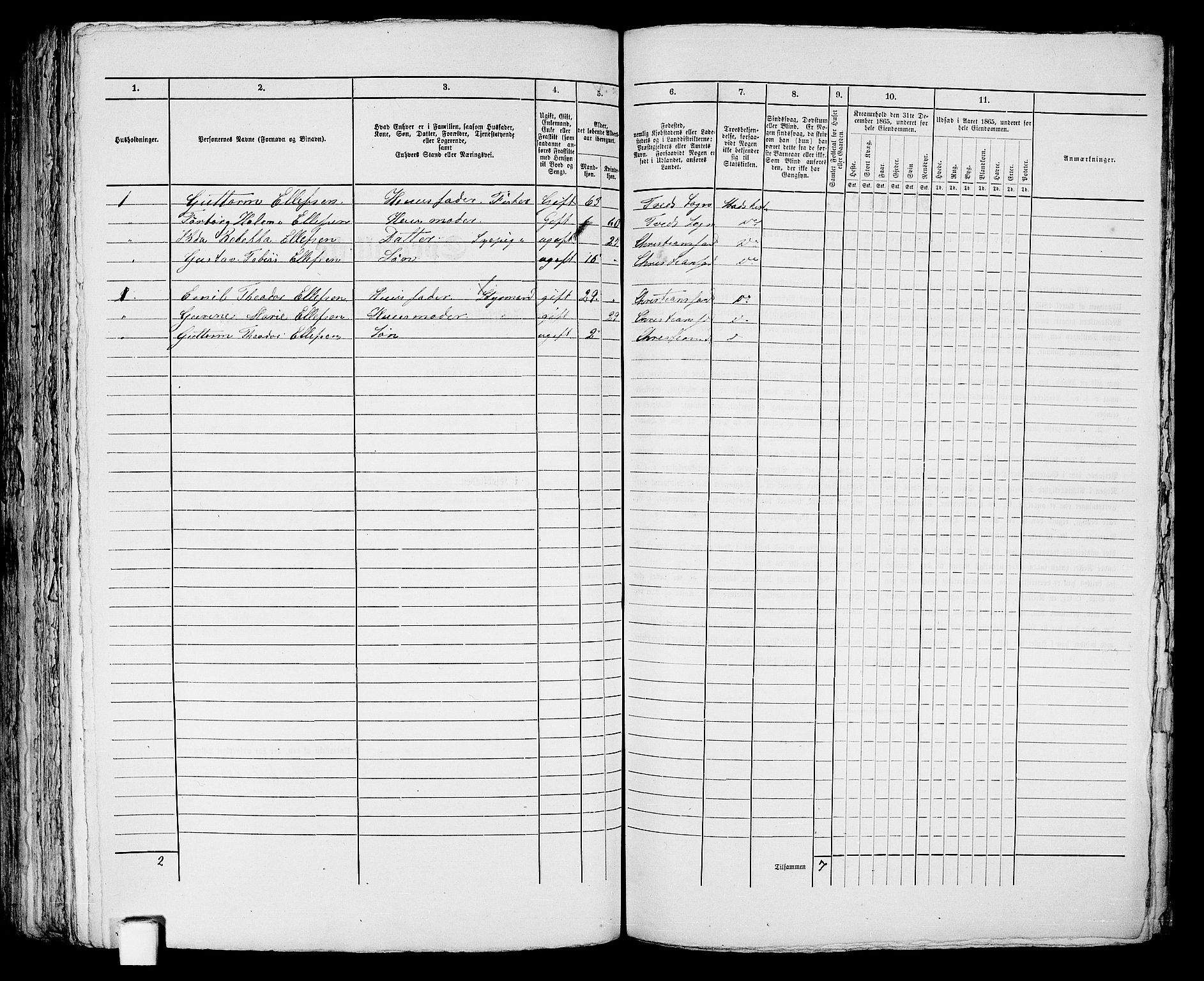 RA, 1865 census for Kristiansand, 1865, p. 339