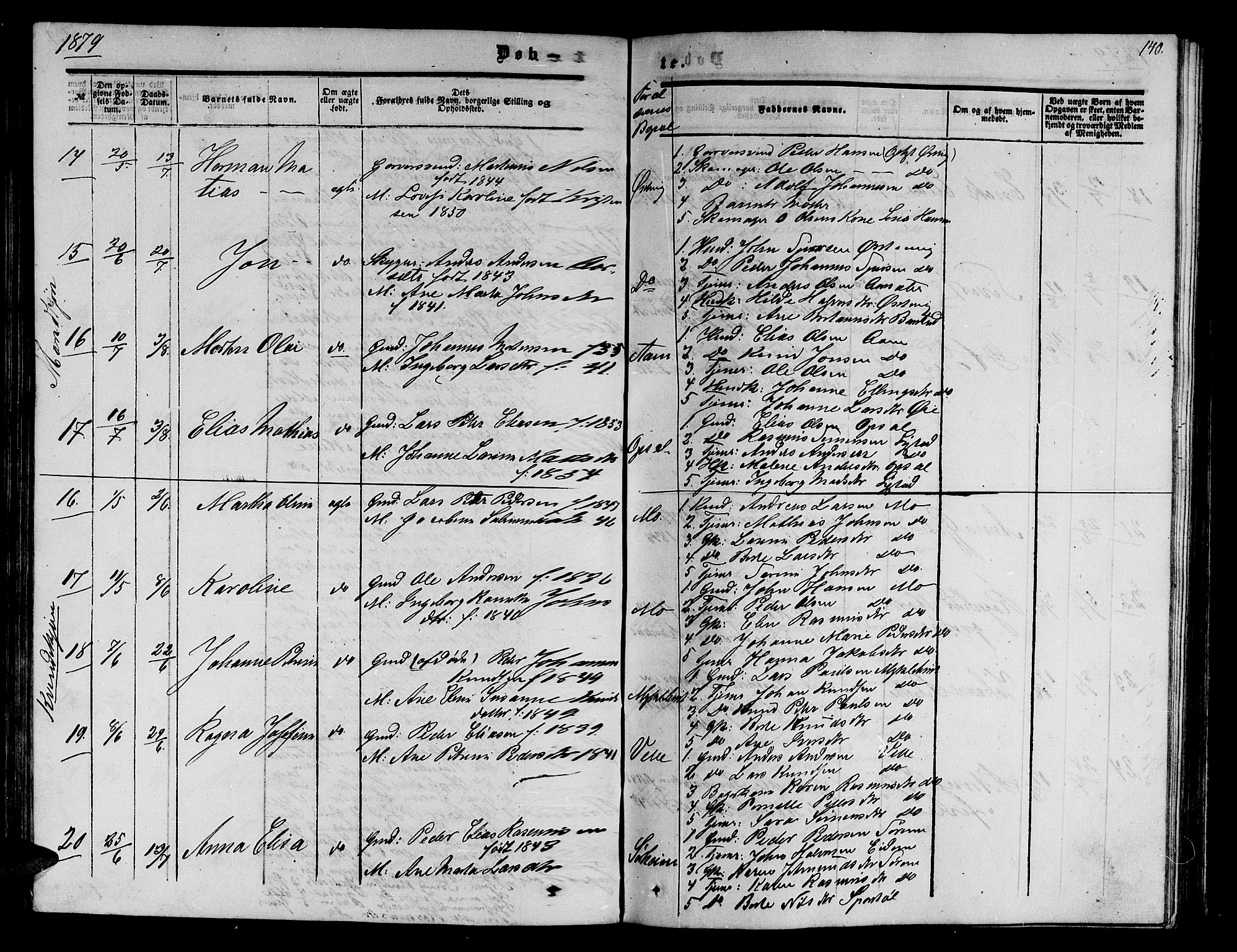 Ministerialprotokoller, klokkerbøker og fødselsregistre - Møre og Romsdal, AV/SAT-A-1454/513/L0188: Parish register (copy) no. 513C02, 1865-1882, p. 140