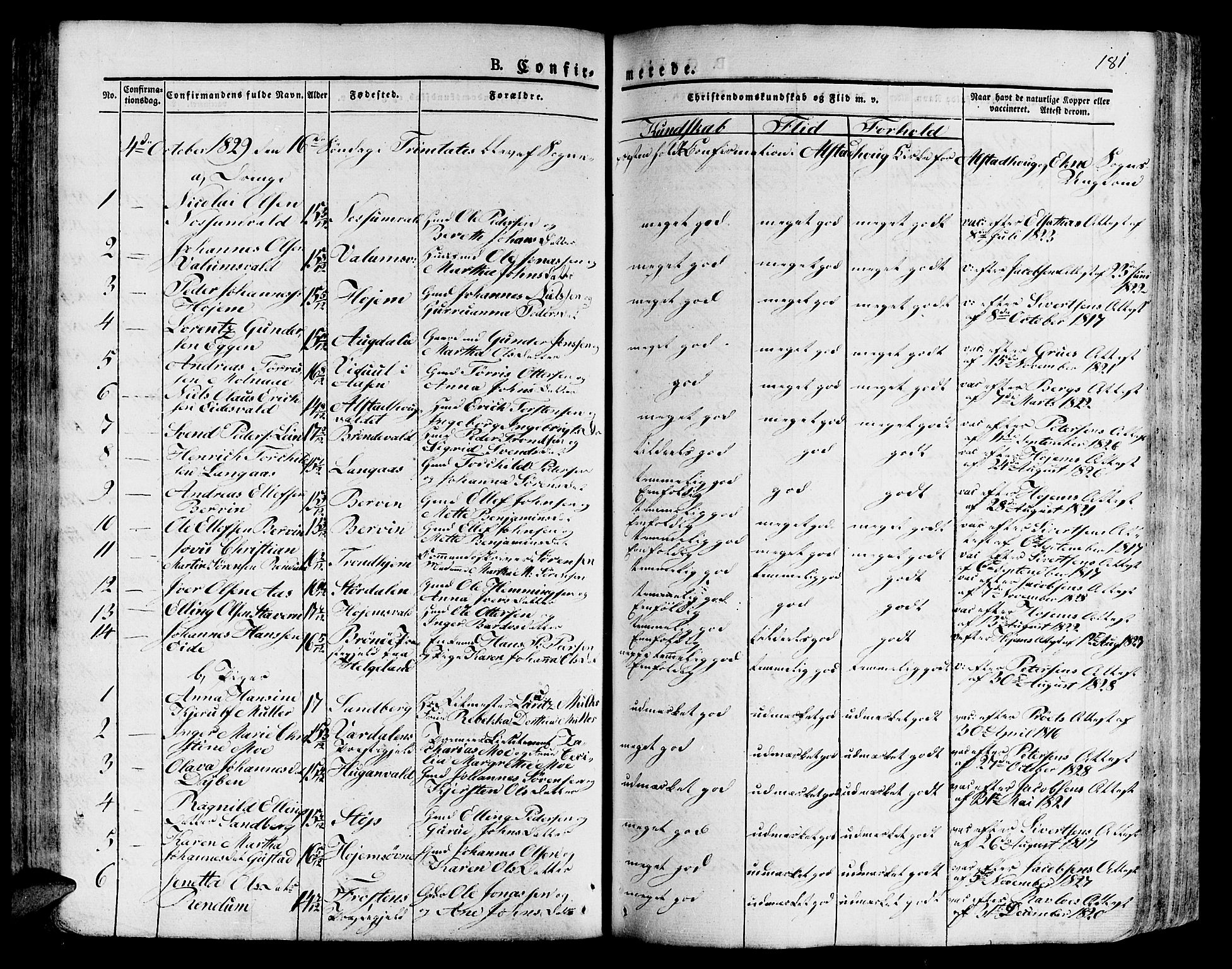 Ministerialprotokoller, klokkerbøker og fødselsregistre - Nord-Trøndelag, SAT/A-1458/717/L0152: Parish register (official) no. 717A05 /1, 1825-1836, p. 181