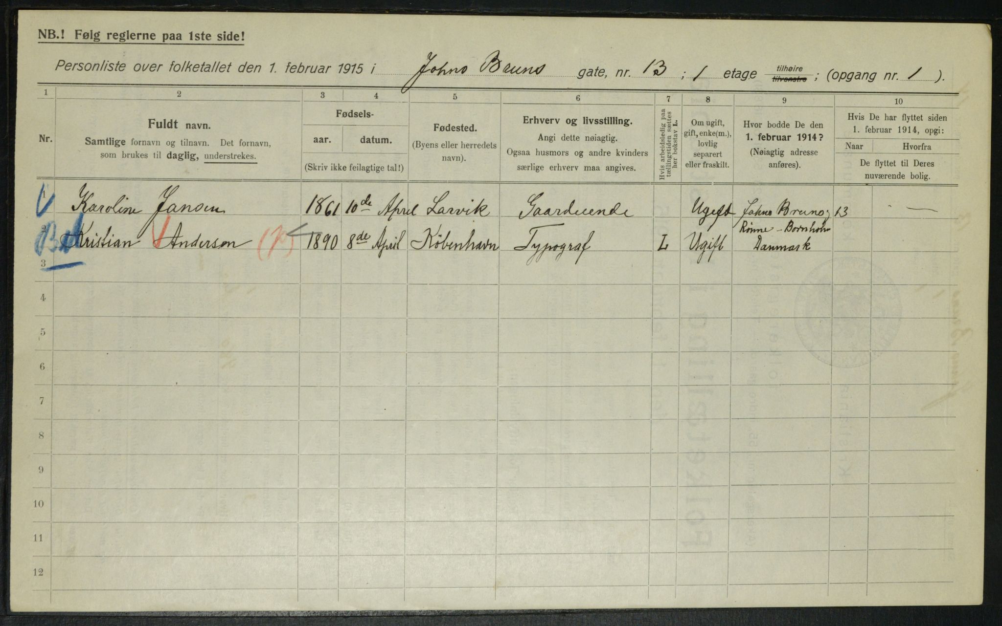 OBA, Municipal Census 1915 for Kristiania, 1915, p. 46700