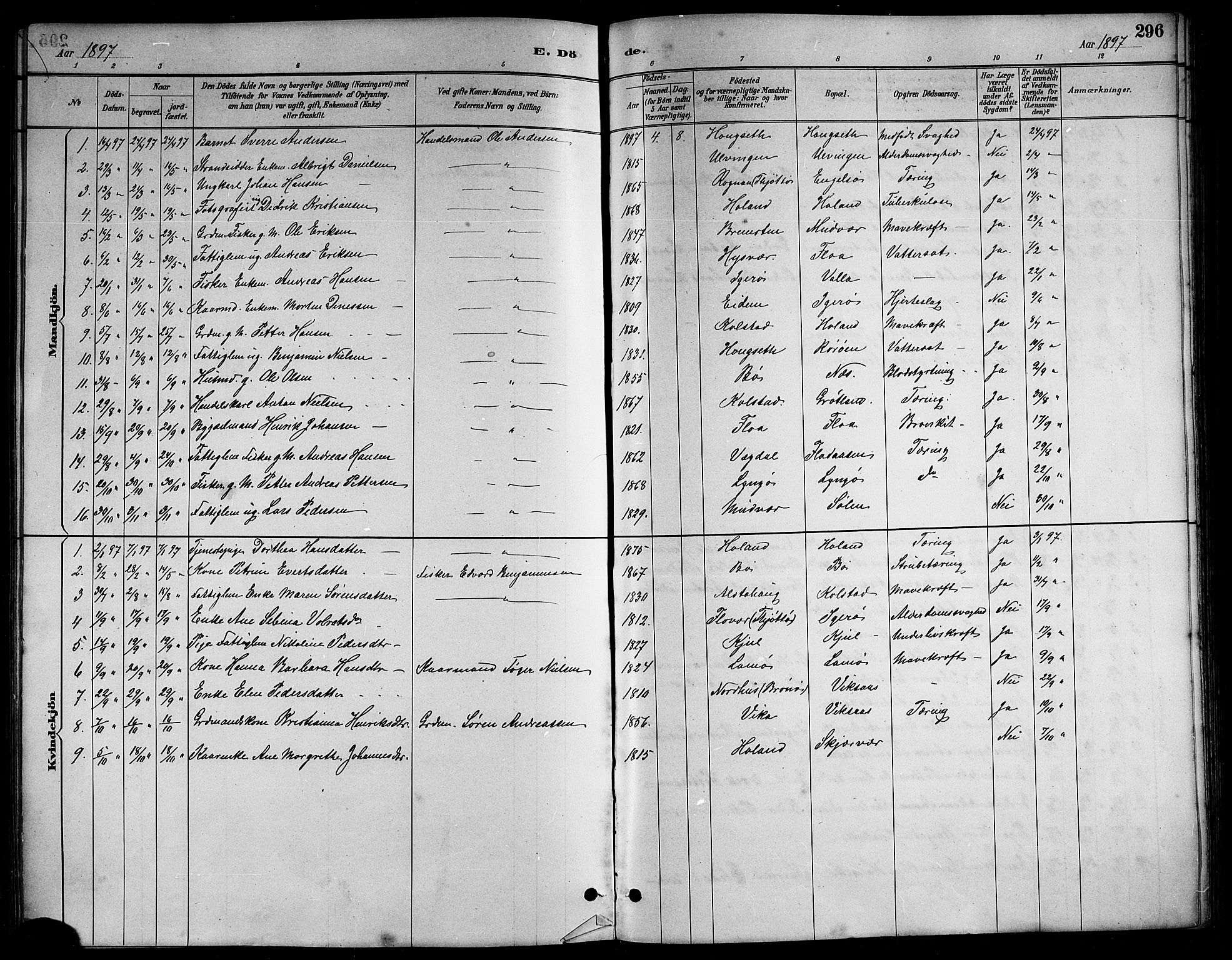 Ministerialprotokoller, klokkerbøker og fødselsregistre - Nordland, SAT/A-1459/816/L0253: Parish register (copy) no. 816C03, 1886-1905, p. 296