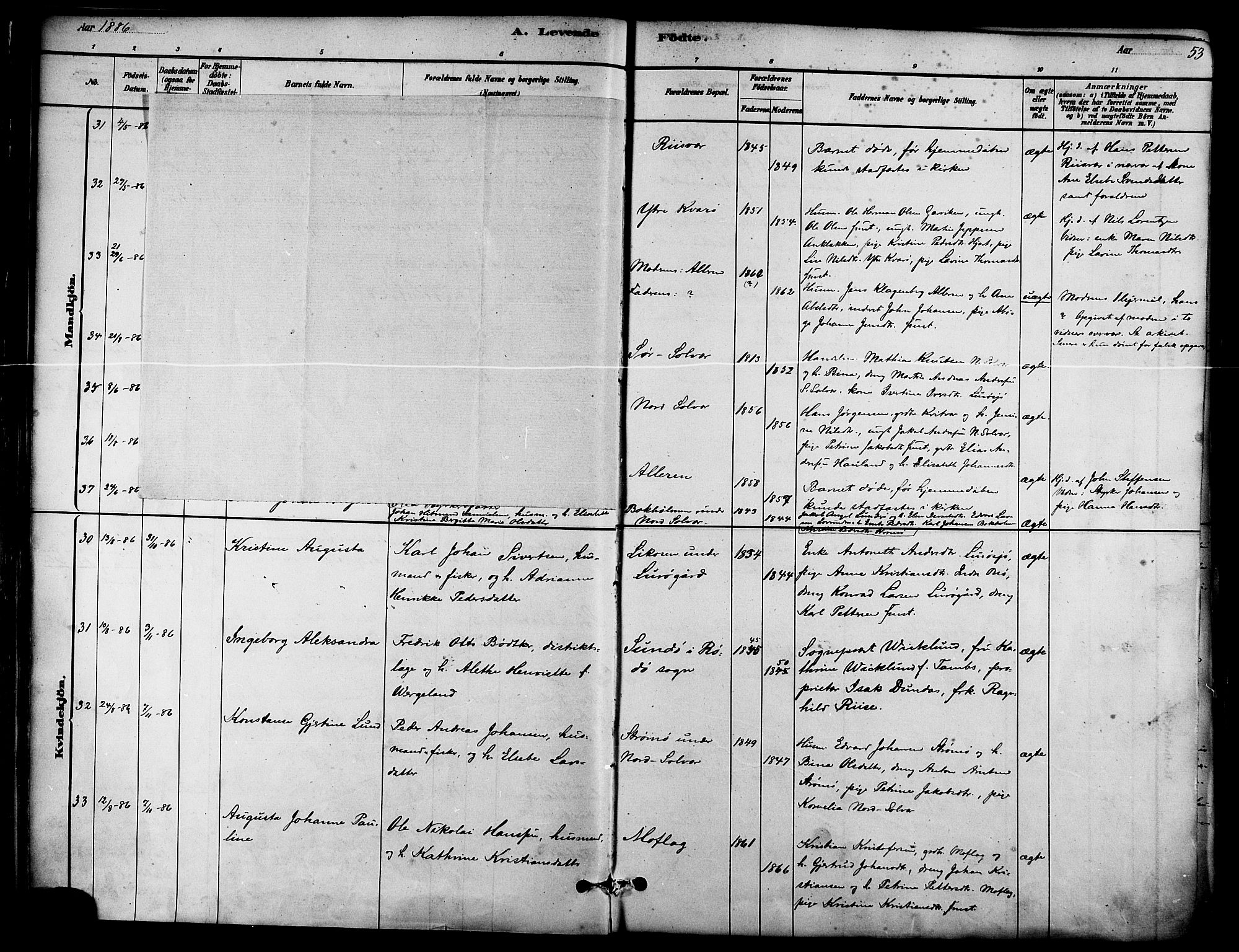 Ministerialprotokoller, klokkerbøker og fødselsregistre - Nordland, AV/SAT-A-1459/839/L0568: Parish register (official) no. 839A05, 1880-1902, p. 53