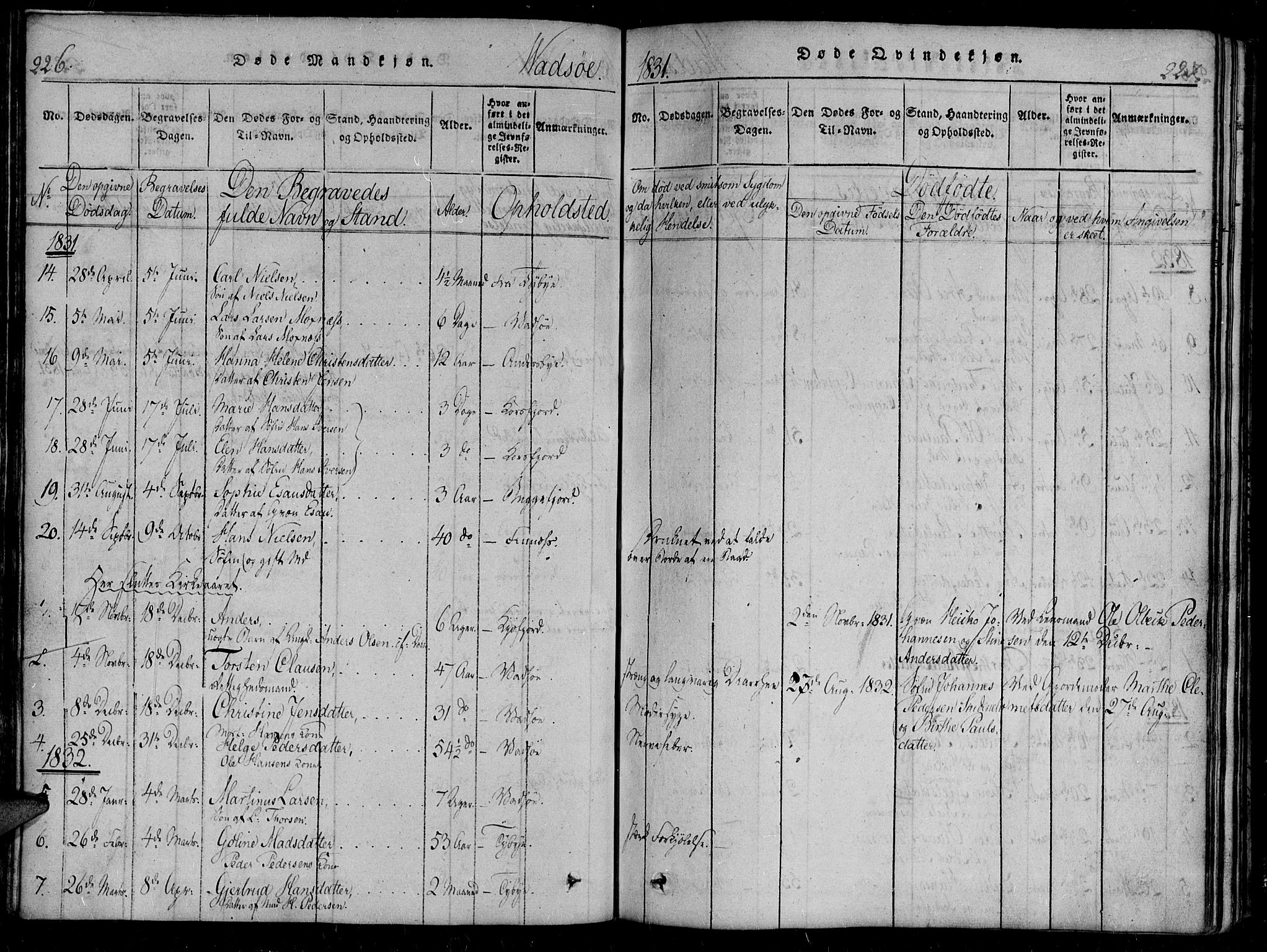 Vadsø sokneprestkontor, SATØ/S-1325/H/Ha/L0003kirke: Parish register (official) no. 3 /1, 1821-1839, p. 226-227