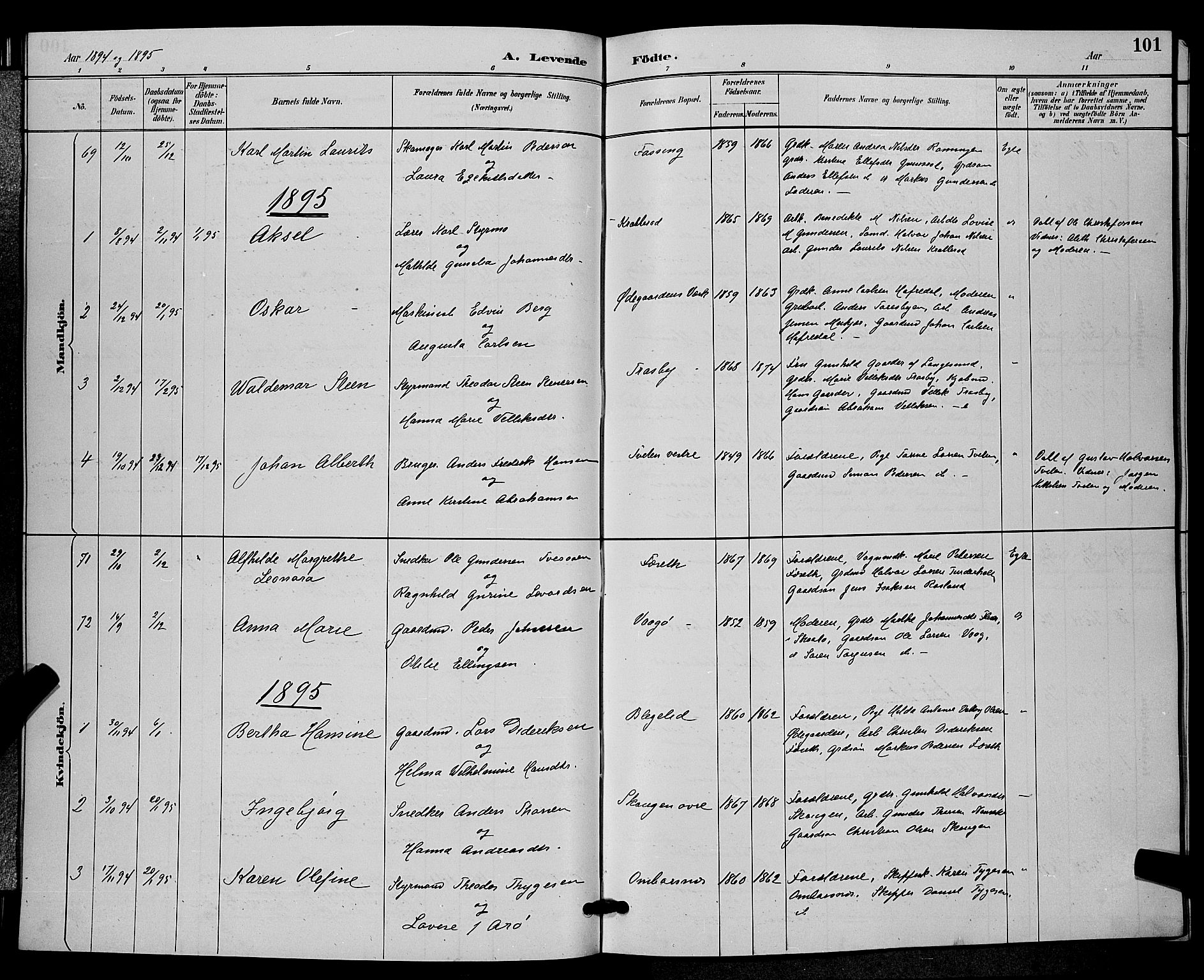 Bamble kirkebøker, SAKO/A-253/G/Ga/L0009: Parish register (copy) no. I 9, 1888-1900, p. 101