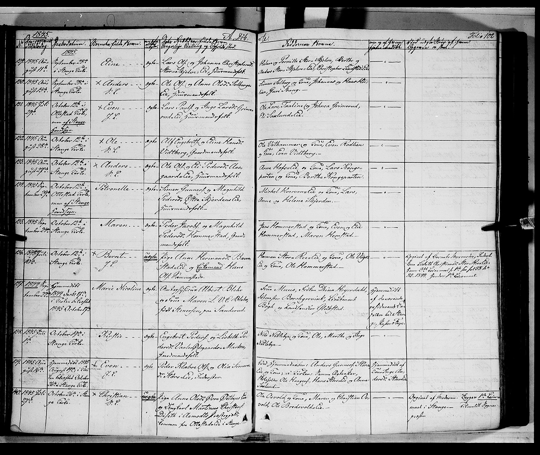 Stange prestekontor, SAH/PREST-002/K/L0010: Parish register (official) no. 10, 1835-1845, p. 102