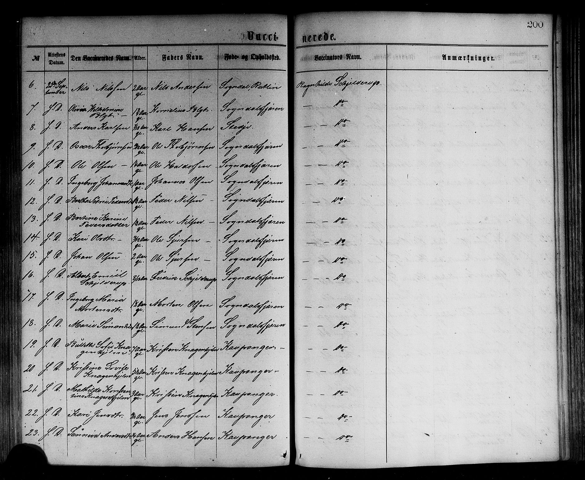 Sogndal sokneprestembete, AV/SAB-A-81301/H/Haa/Haaa/L0014: Parish register (official) no. A 14, 1864-1877, p. 200