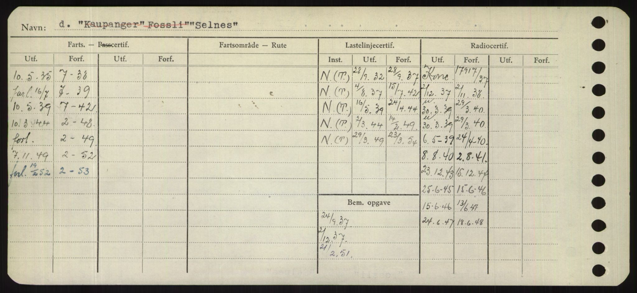 Sjøfartsdirektoratet med forløpere, Skipsmålingen, RA/S-1627/H/Hd/L0032: Fartøy, San-Seve, p. 456