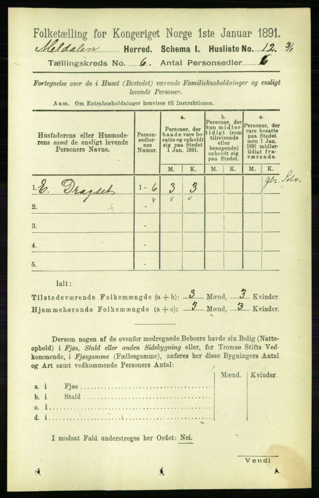 RA, 1891 census for 1636 Meldal, 1891, p. 2800