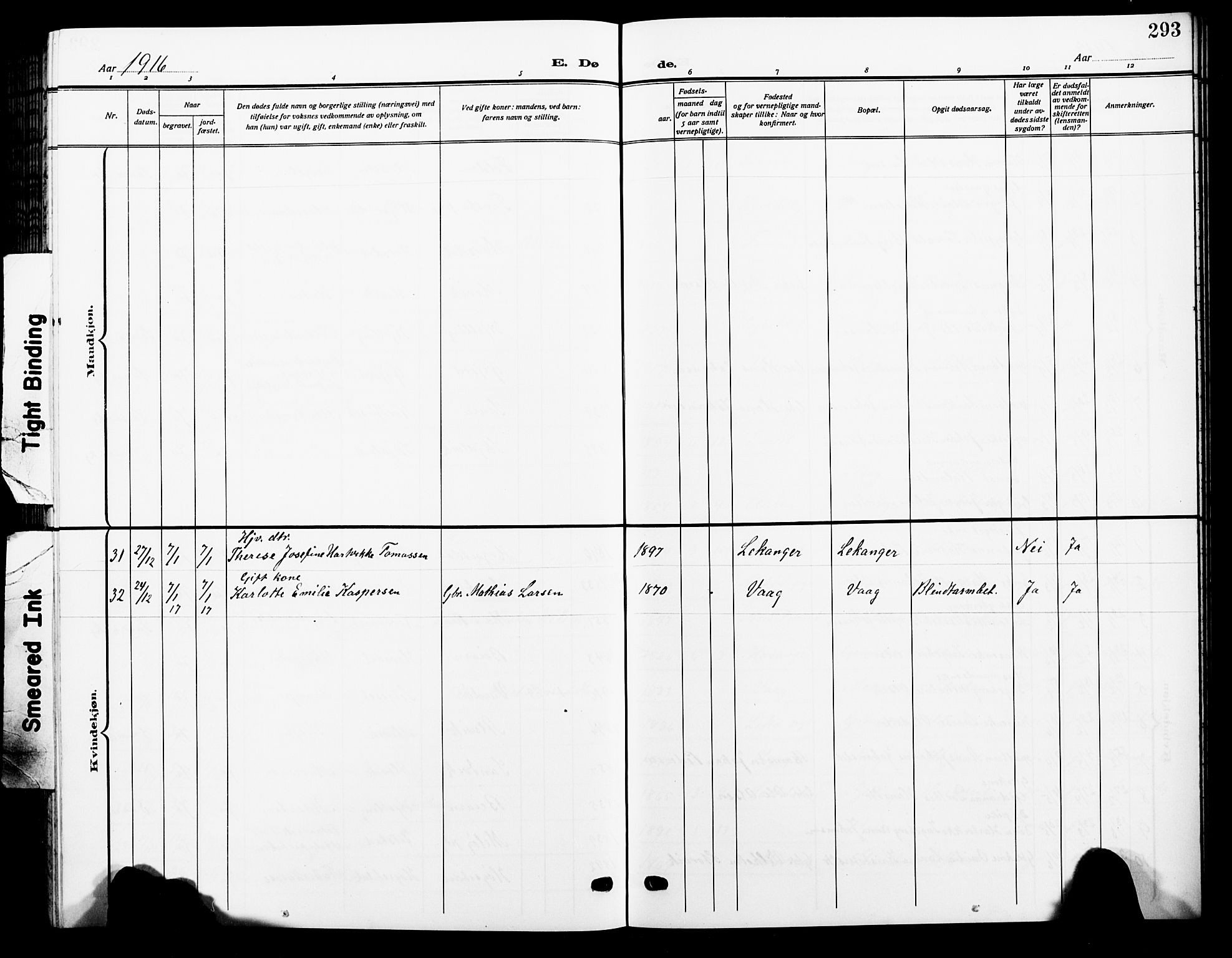 Ministerialprotokoller, klokkerbøker og fødselsregistre - Nordland, AV/SAT-A-1459/805/L0110: Parish register (copy) no. 805C06, 1909-1924, p. 293