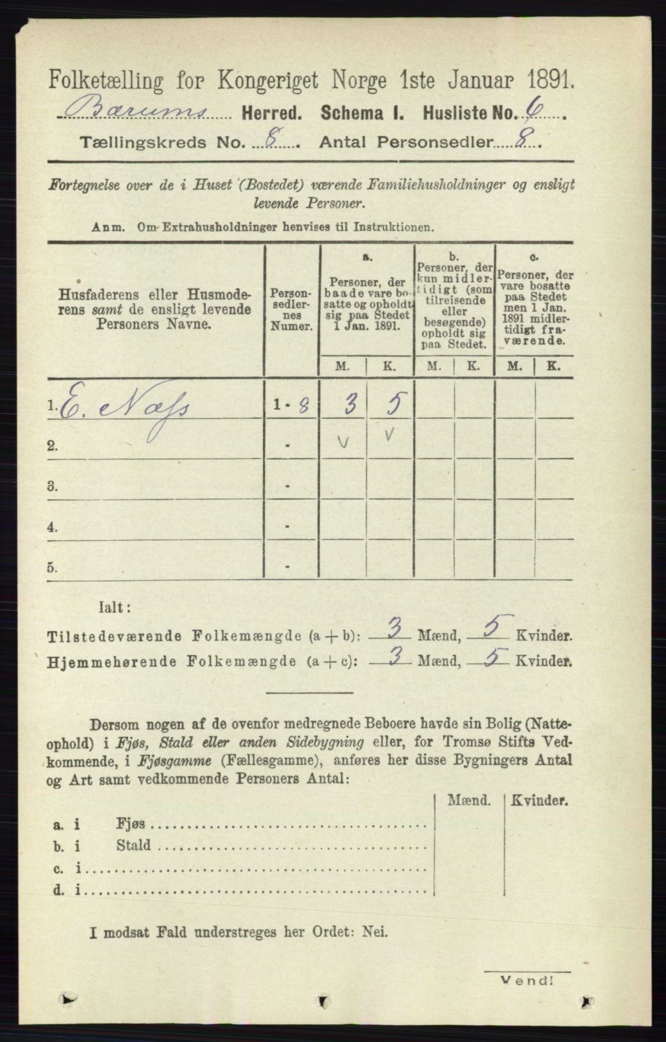 RA, 1891 census for 0219 Bærum, 1891, p. 4446