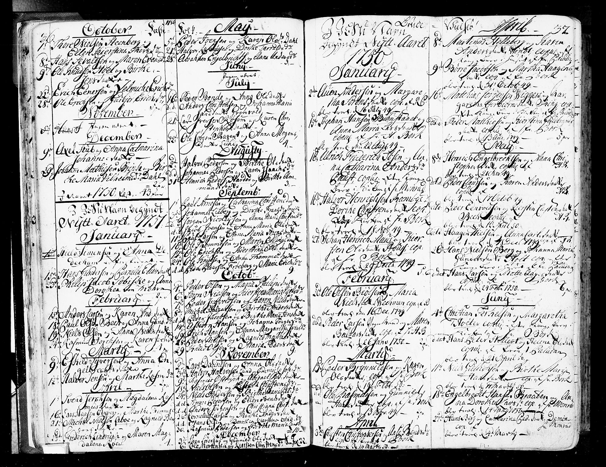 Oslo domkirke Kirkebøker, SAO/A-10752/F/Fa/L0004: Parish register (official) no. 4, 1743-1786, p. 36-37