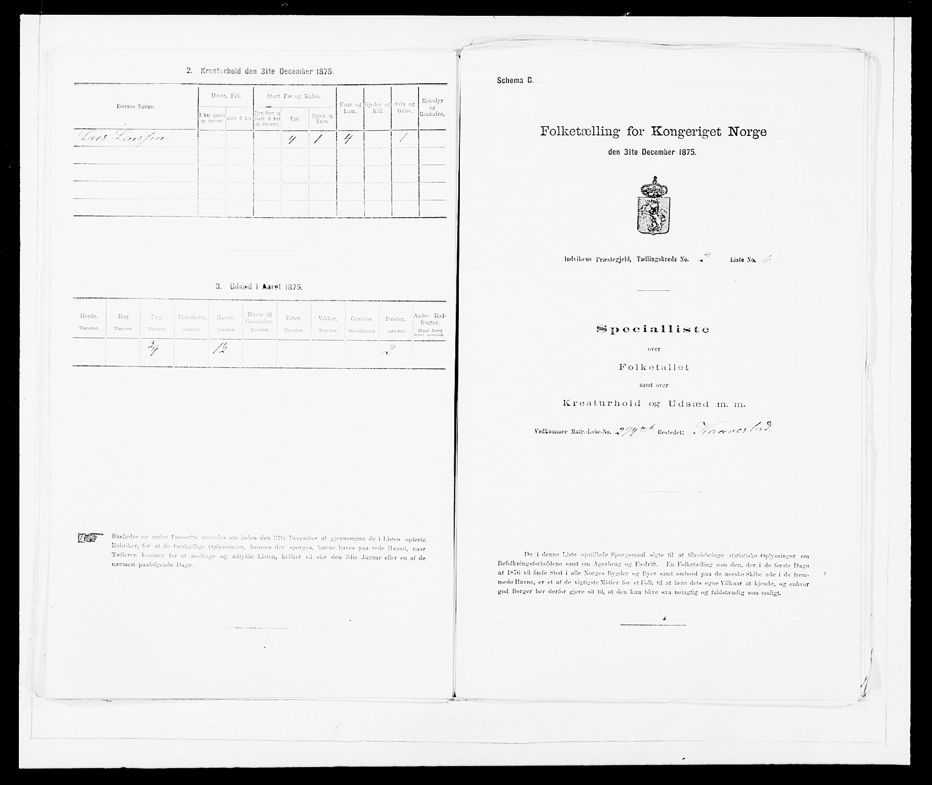 SAB, 1875 Census for 1447P Innvik, 1875, p. 177