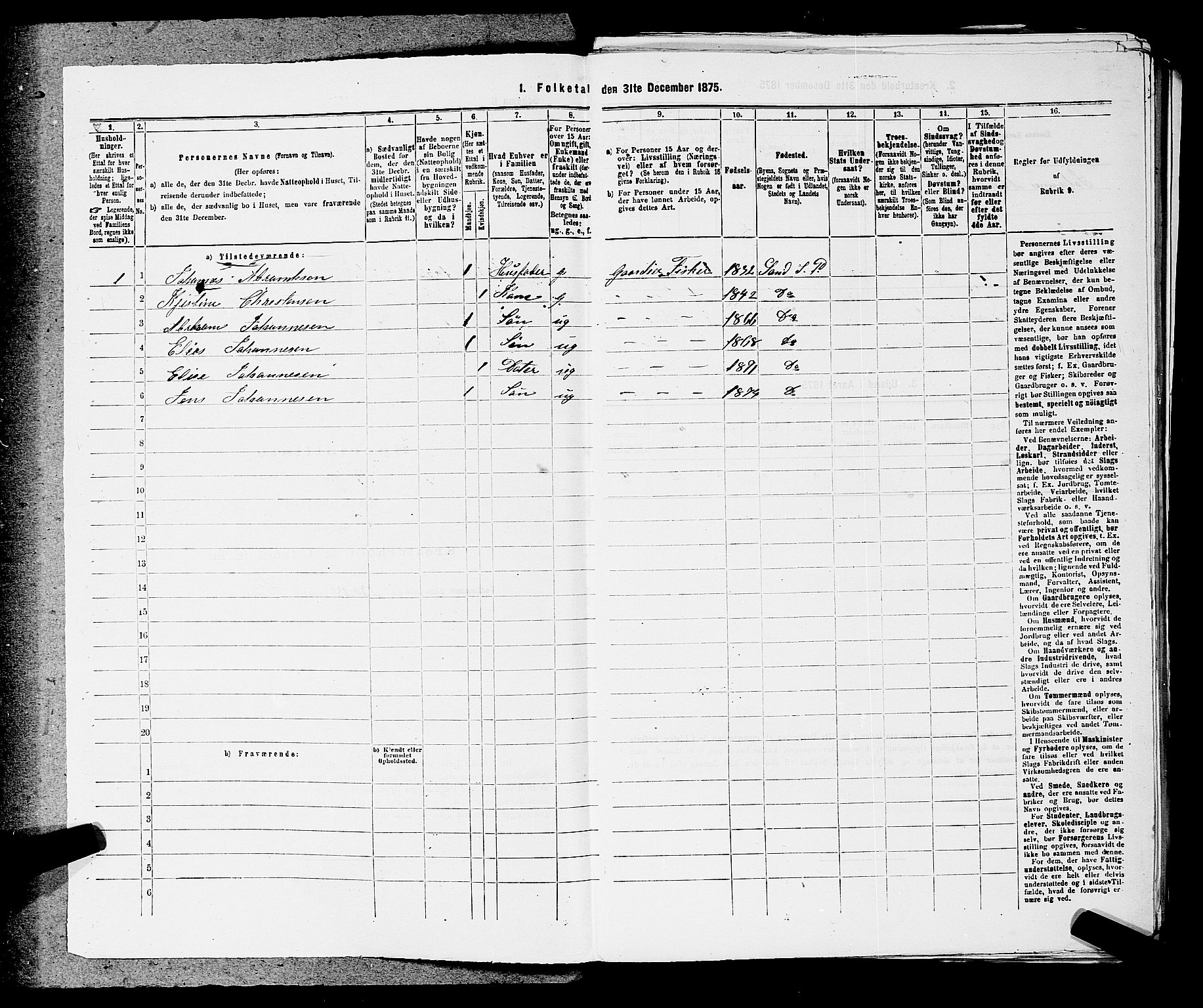 SAKO, 1875 census for 0816P Sannidal, 1875, p. 1914