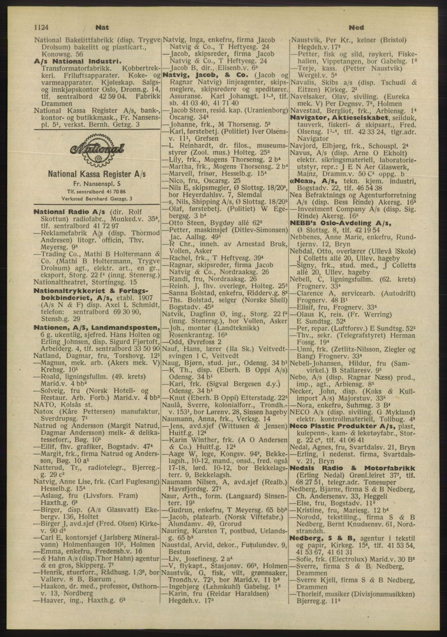 Kristiania/Oslo adressebok, PUBL/-, 1955, p. 1124