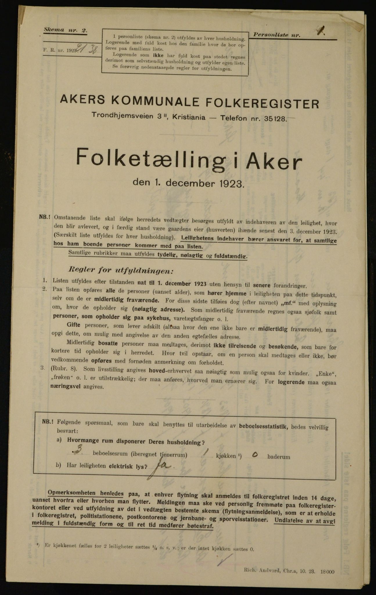 , Municipal Census 1923 for Aker, 1923, p. 36014