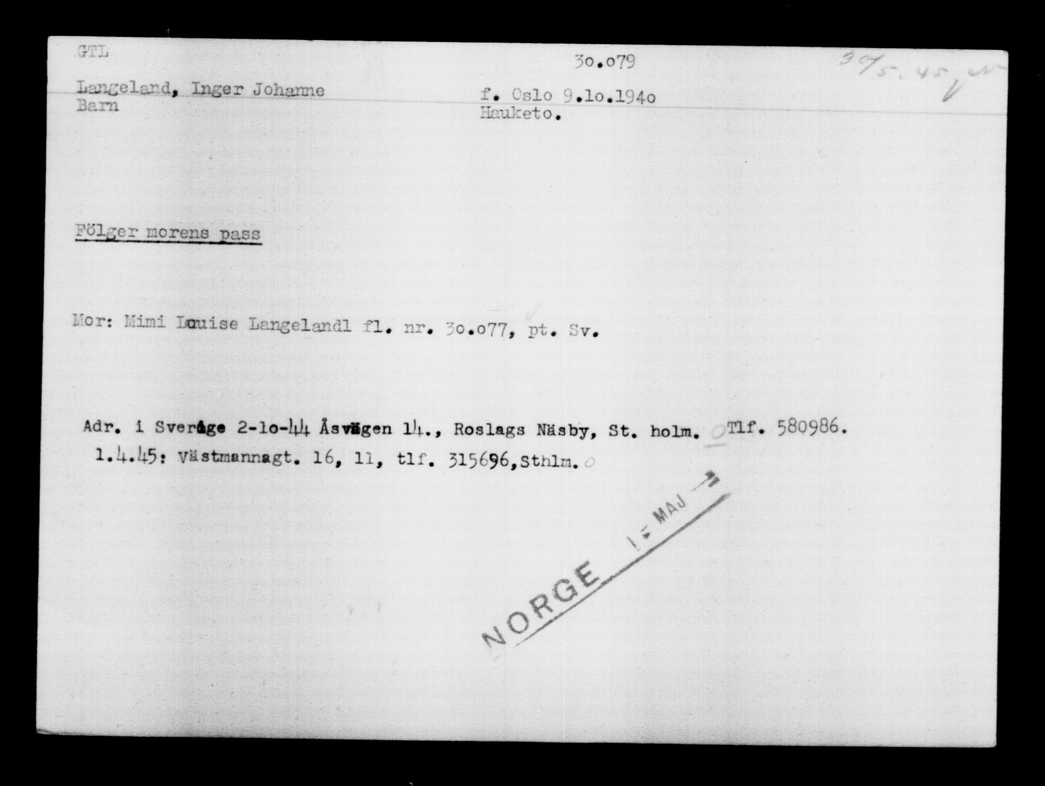 Den Kgl. Norske Legasjons Flyktningskontor, RA/S-6753/V/Va/L0012: Kjesäterkartoteket.  Flyktningenr. 28300-31566, 1940-1945, p. 1962