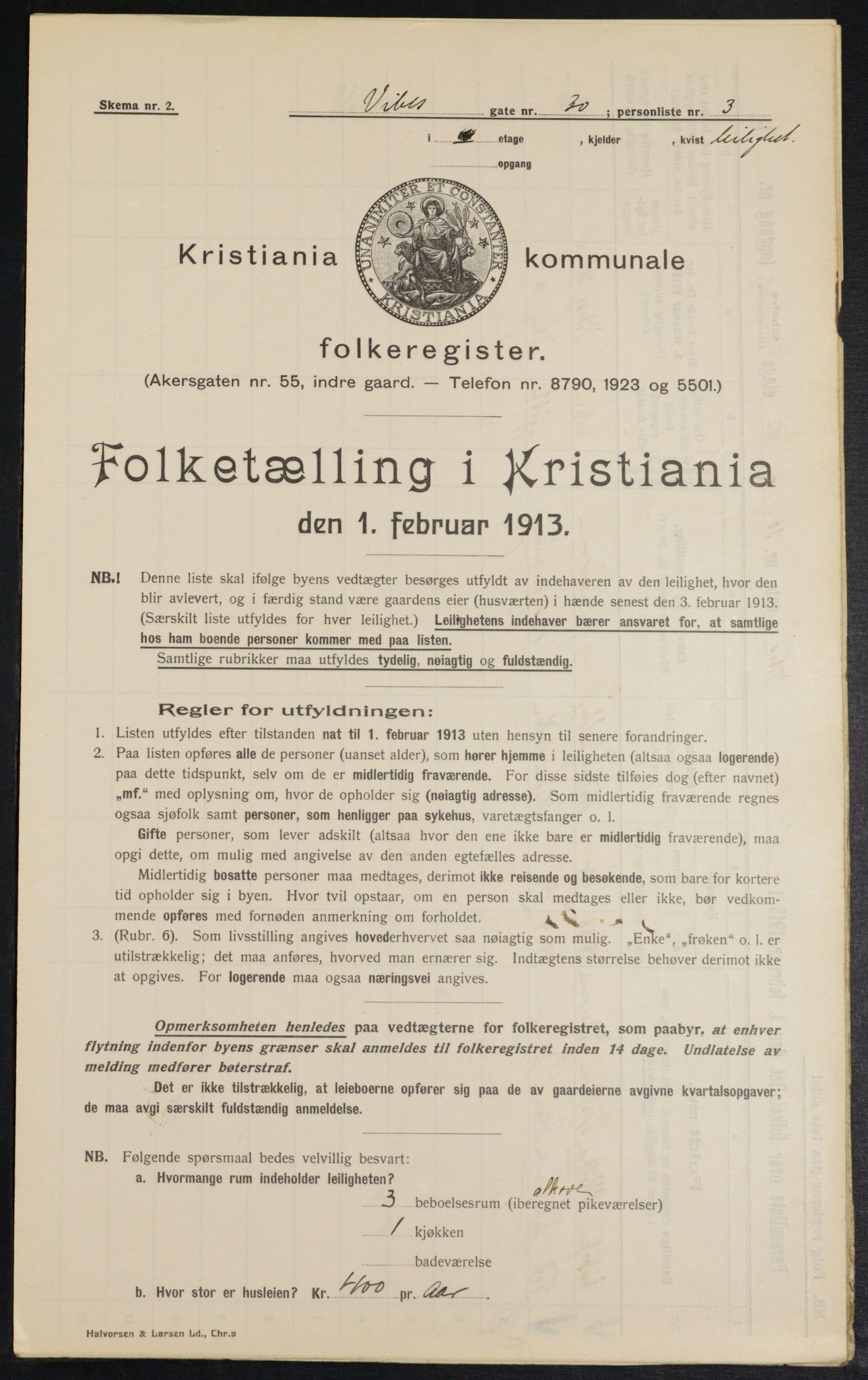 OBA, Municipal Census 1913 for Kristiania, 1913, p. 123322