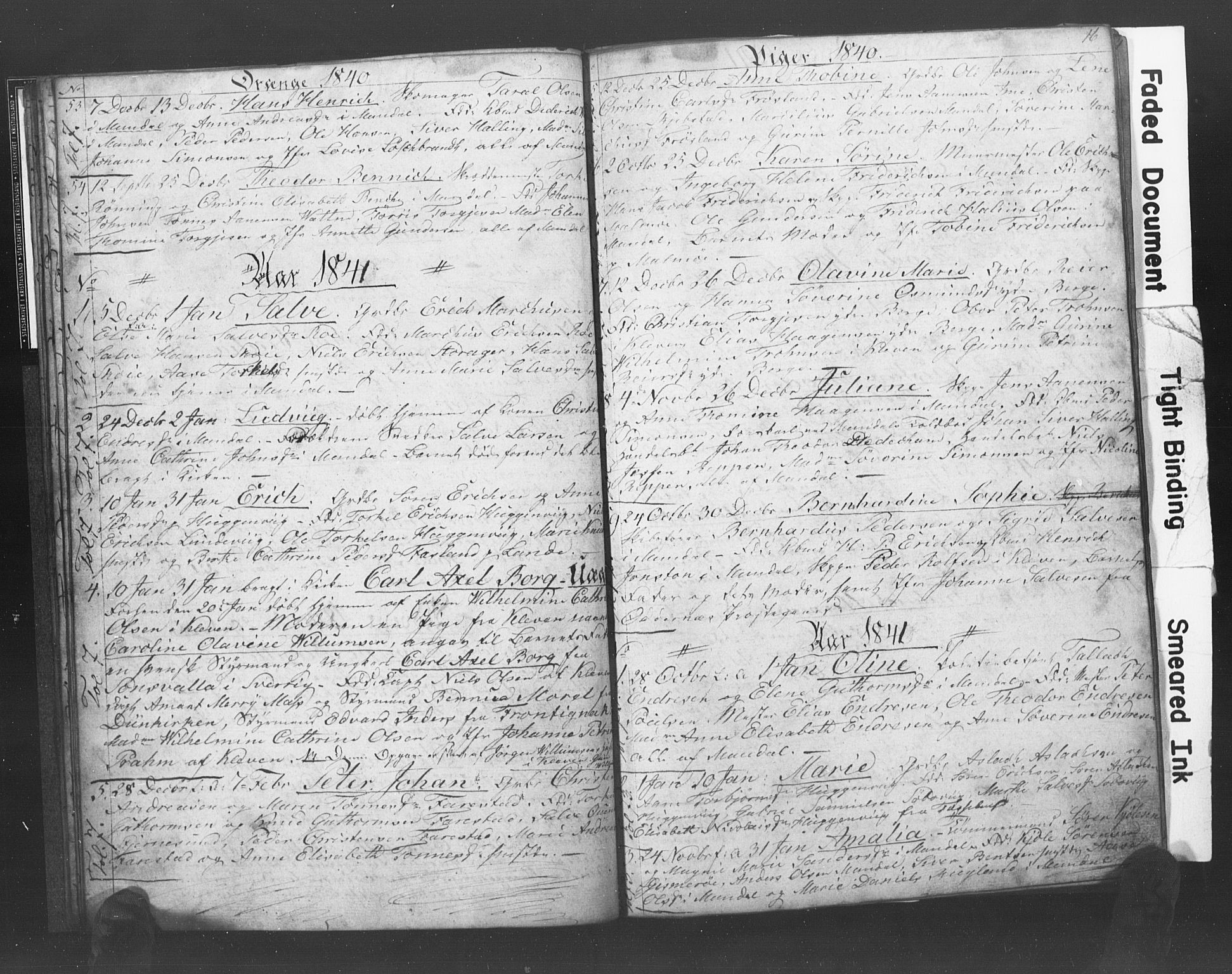 Mandal sokneprestkontor, SAK/1111-0030/F/Fb/Fba/L0004: Parish register (copy) no. B 1D, 1838-1841, p. 16