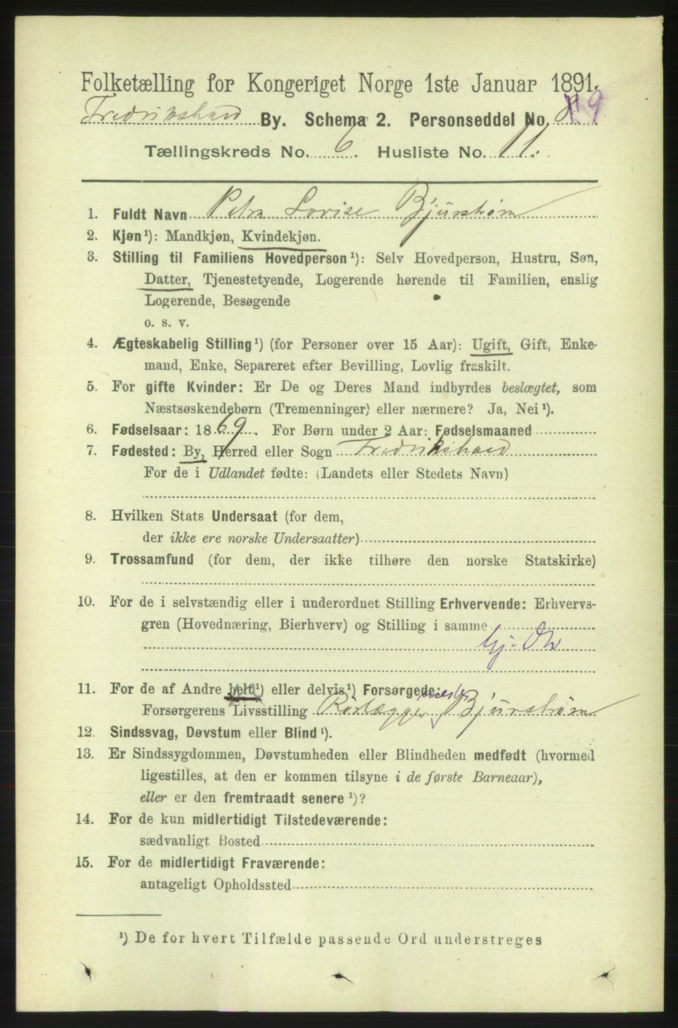 RA, 1891 census for 0101 Fredrikshald, 1891, p. 4670