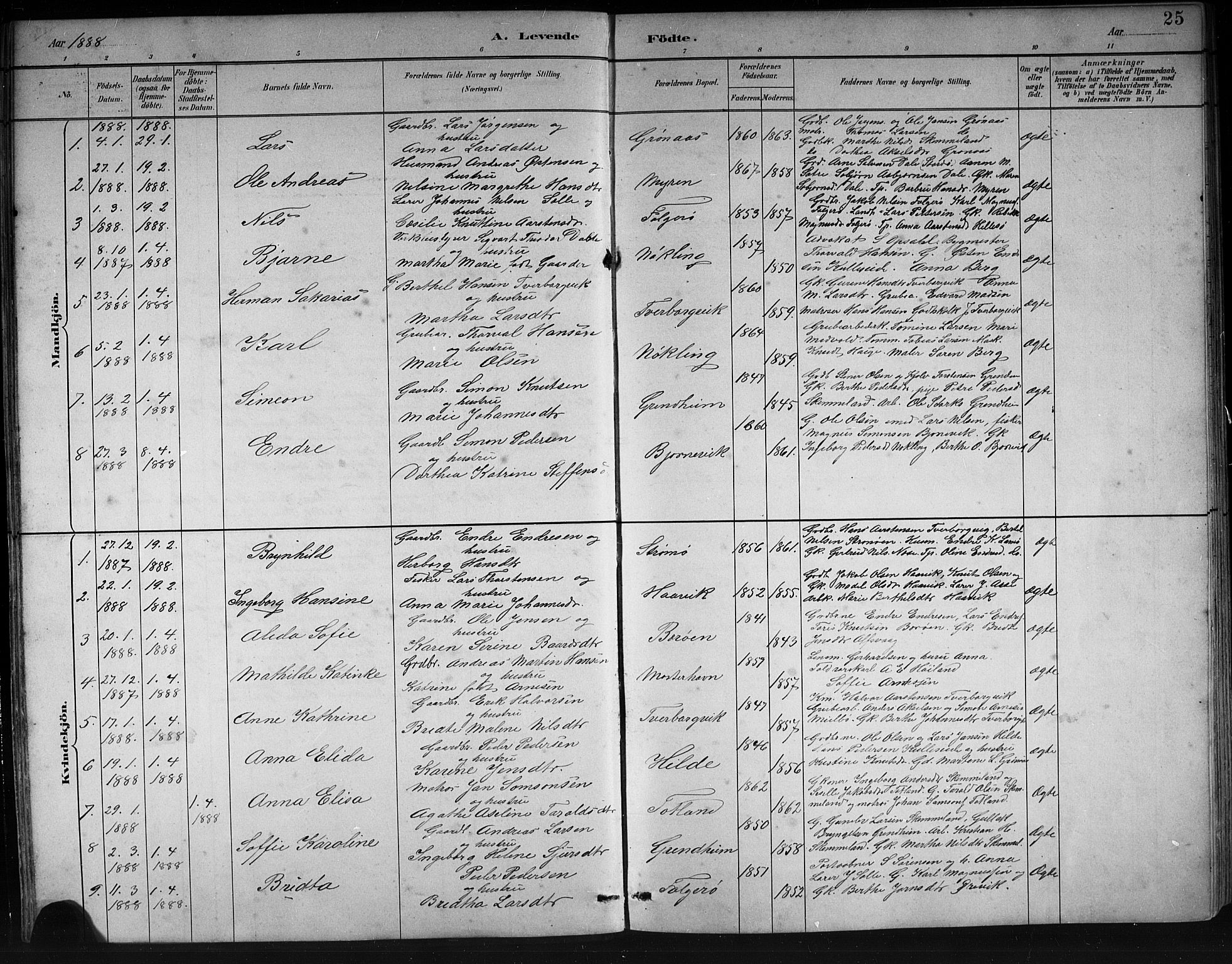 Finnås sokneprestembete, SAB/A-99925/H/Ha/Hab/Haba/L0003: Parish register (copy) no. A 3, 1883-1900, p. 25