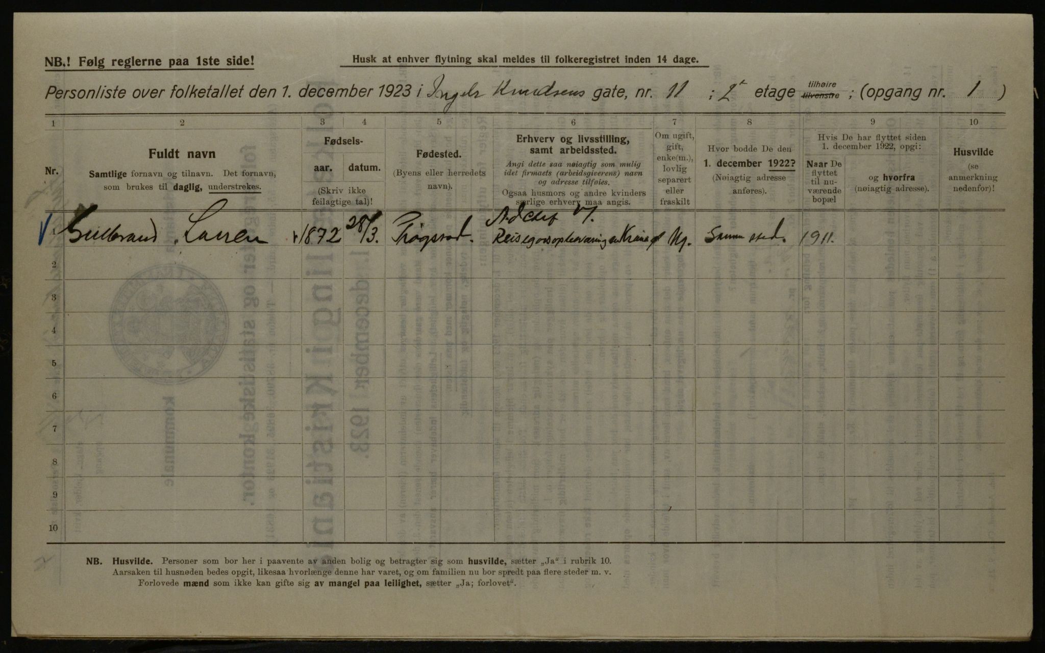 OBA, Municipal Census 1923 for Kristiania, 1923, p. 49061