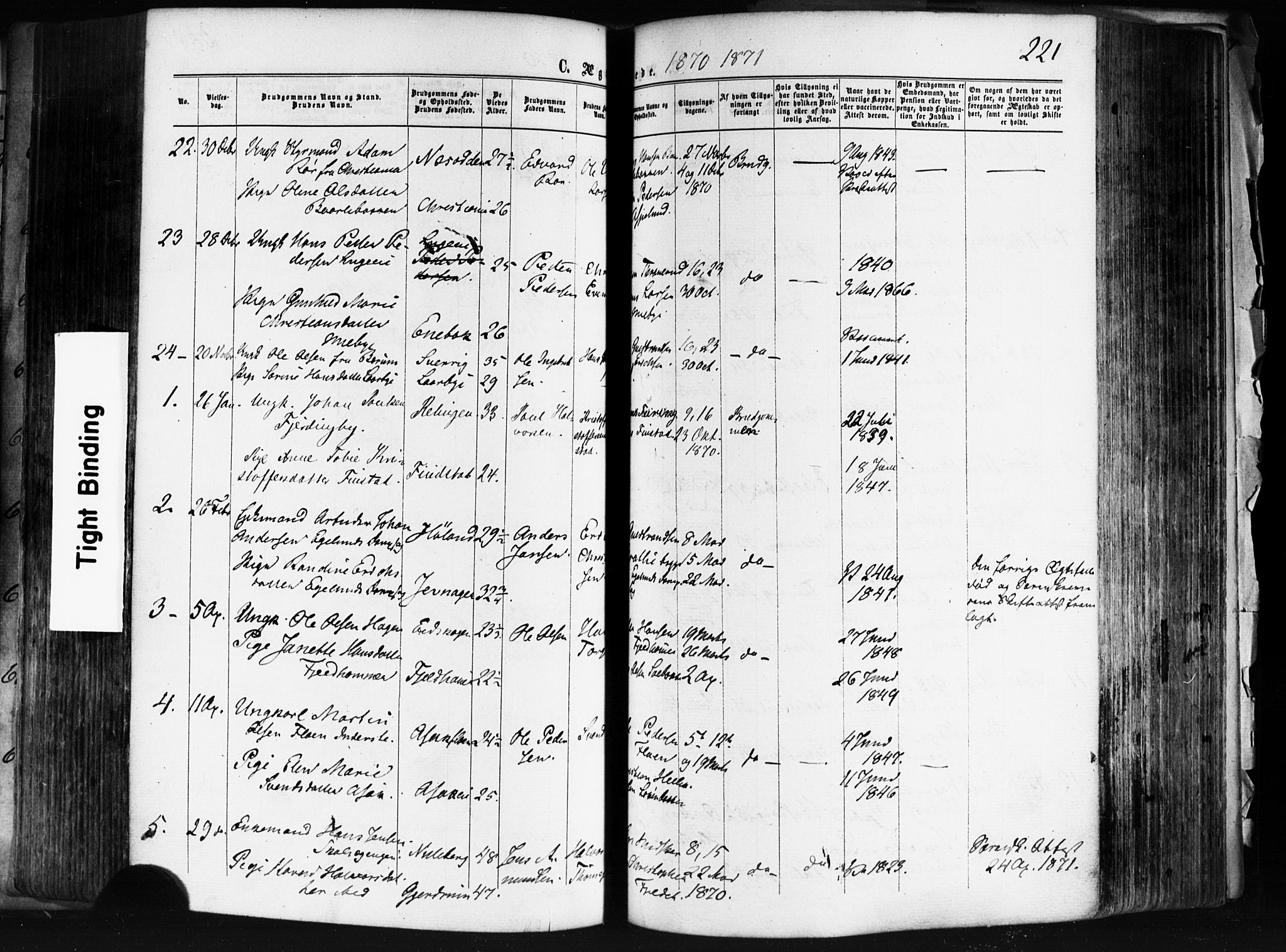 Skedsmo prestekontor Kirkebøker, SAO/A-10033a/F/Fa/L0011: Parish register (official) no. I 11, 1866-1876, p. 221