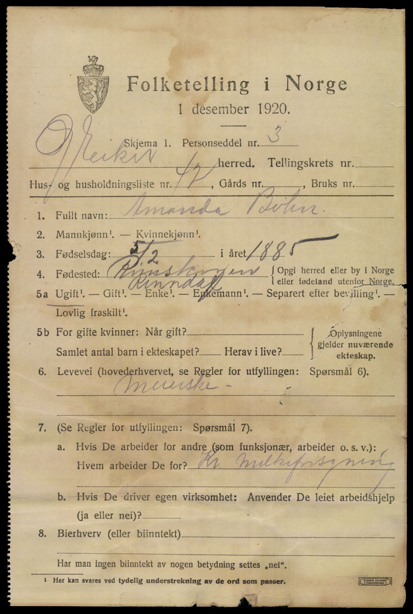 SAKO, 1920 census for Øvre Eiker, 1920, p. 16994