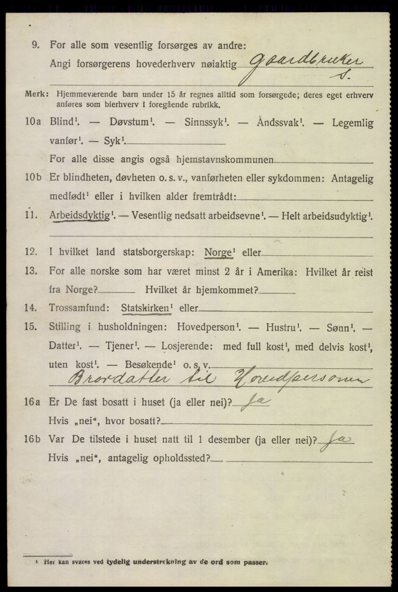 SAH, 1920 census for Vågå, 1920, p. 5297