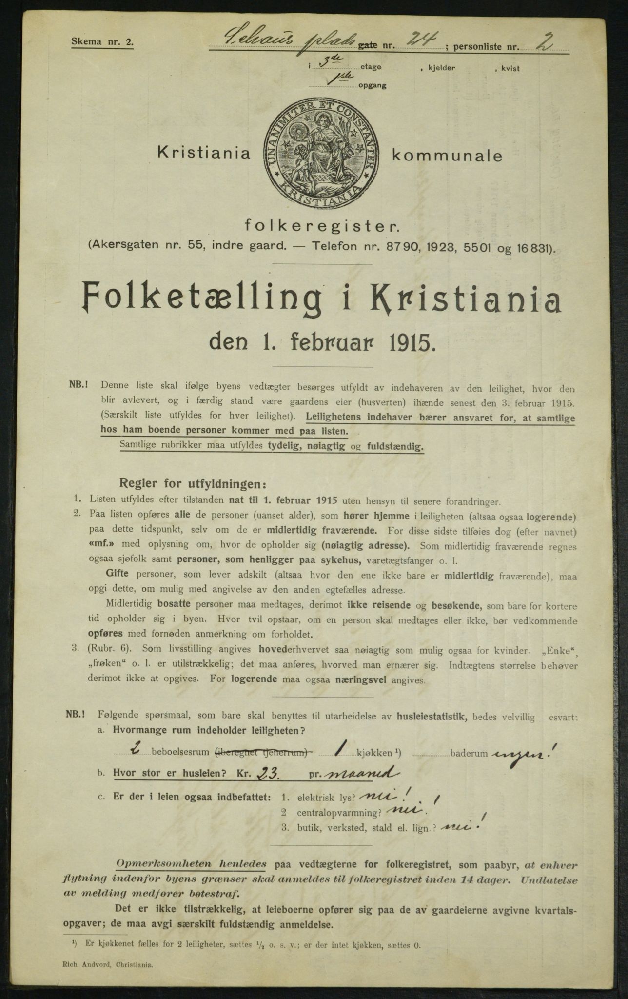 OBA, Municipal Census 1915 for Kristiania, 1915, p. 90143