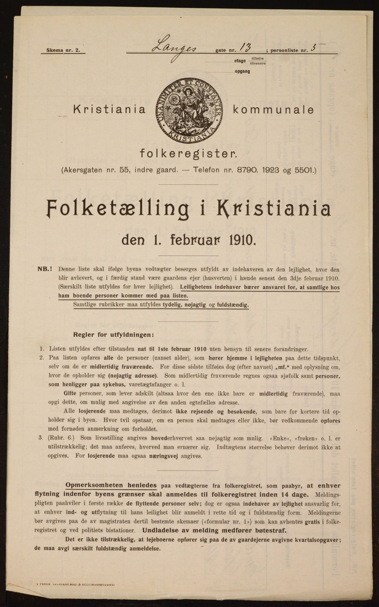 OBA, Municipal Census 1910 for Kristiania, 1910, p. 54435