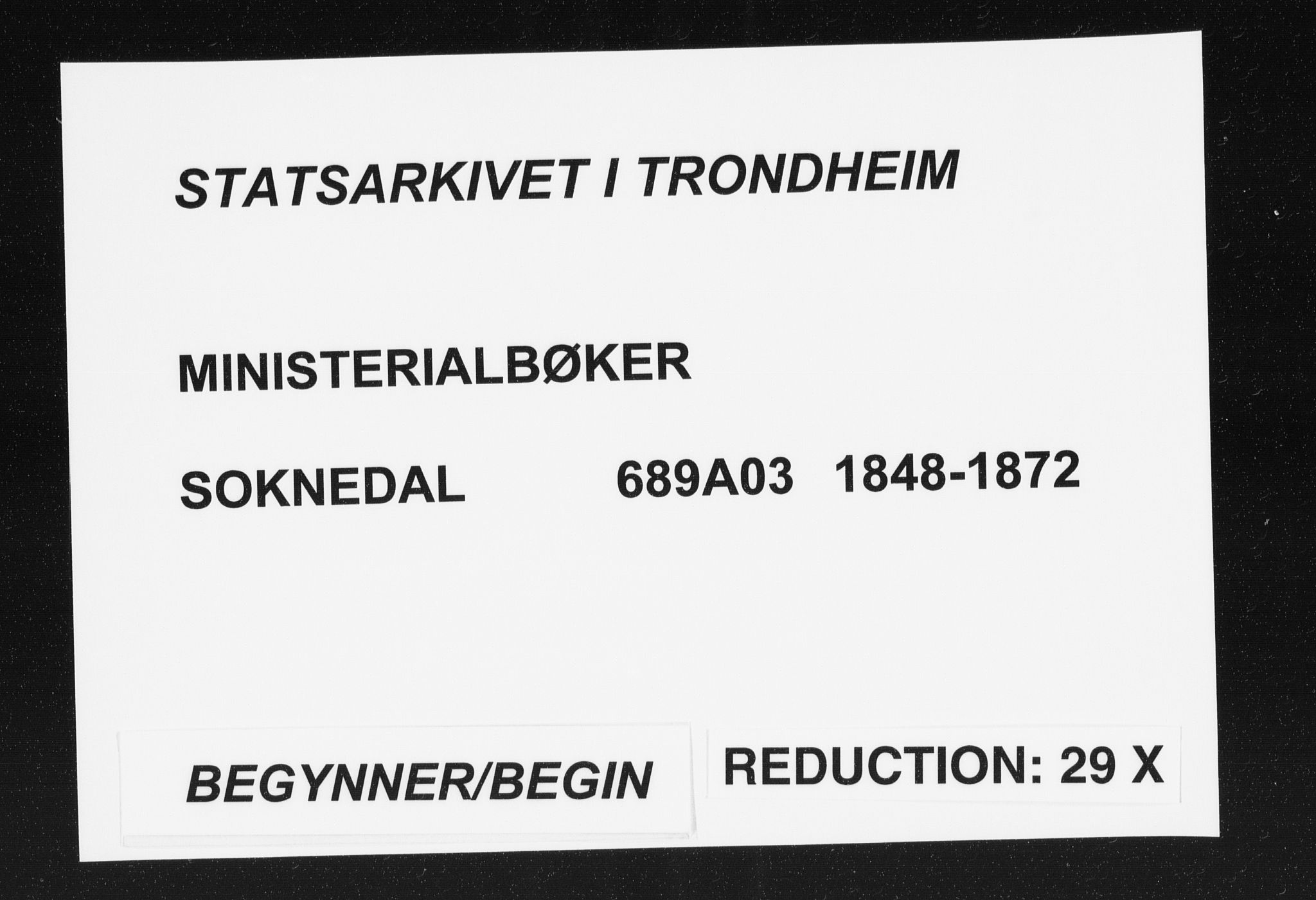 Ministerialprotokoller, klokkerbøker og fødselsregistre - Sør-Trøndelag, SAT/A-1456/689/L1038: Parish register (official) no. 689A03, 1848-1872