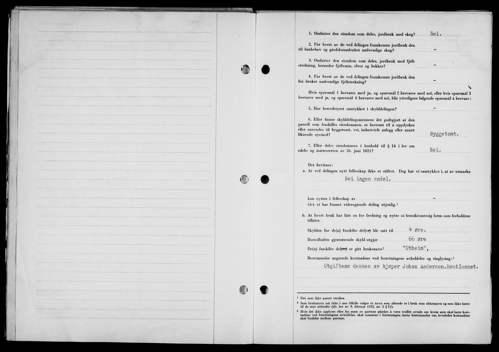 Lofoten sorenskriveri, SAT/A-0017/1/2/2C/L0016a: Mortgage book no. 16a, 1947-1947, Diary no: : 1309/1947