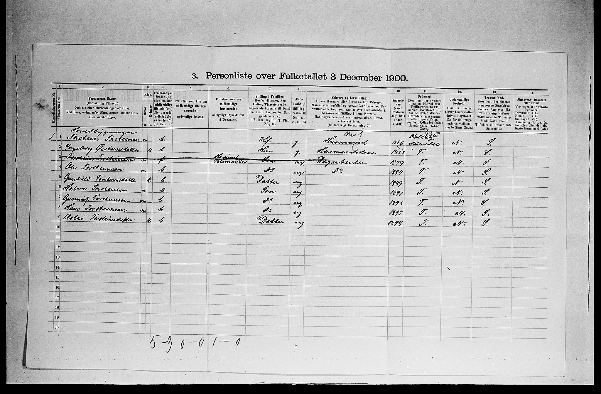 SAKO, 1900 census for Tinn, 1900, p. 635